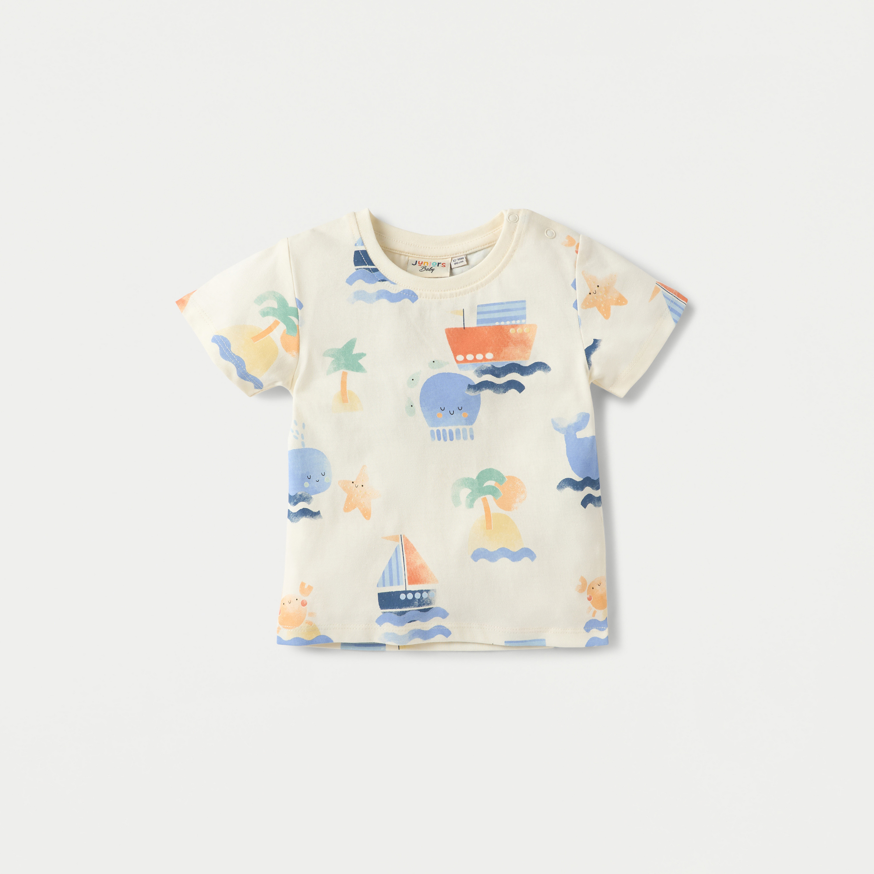 تيشيرت بياقة ضيقة وأكمام قصيرة وطبعات من جونيورز - طقم 3 قطع-baby-boys-clothing-tshirtsandpolos-image-2
