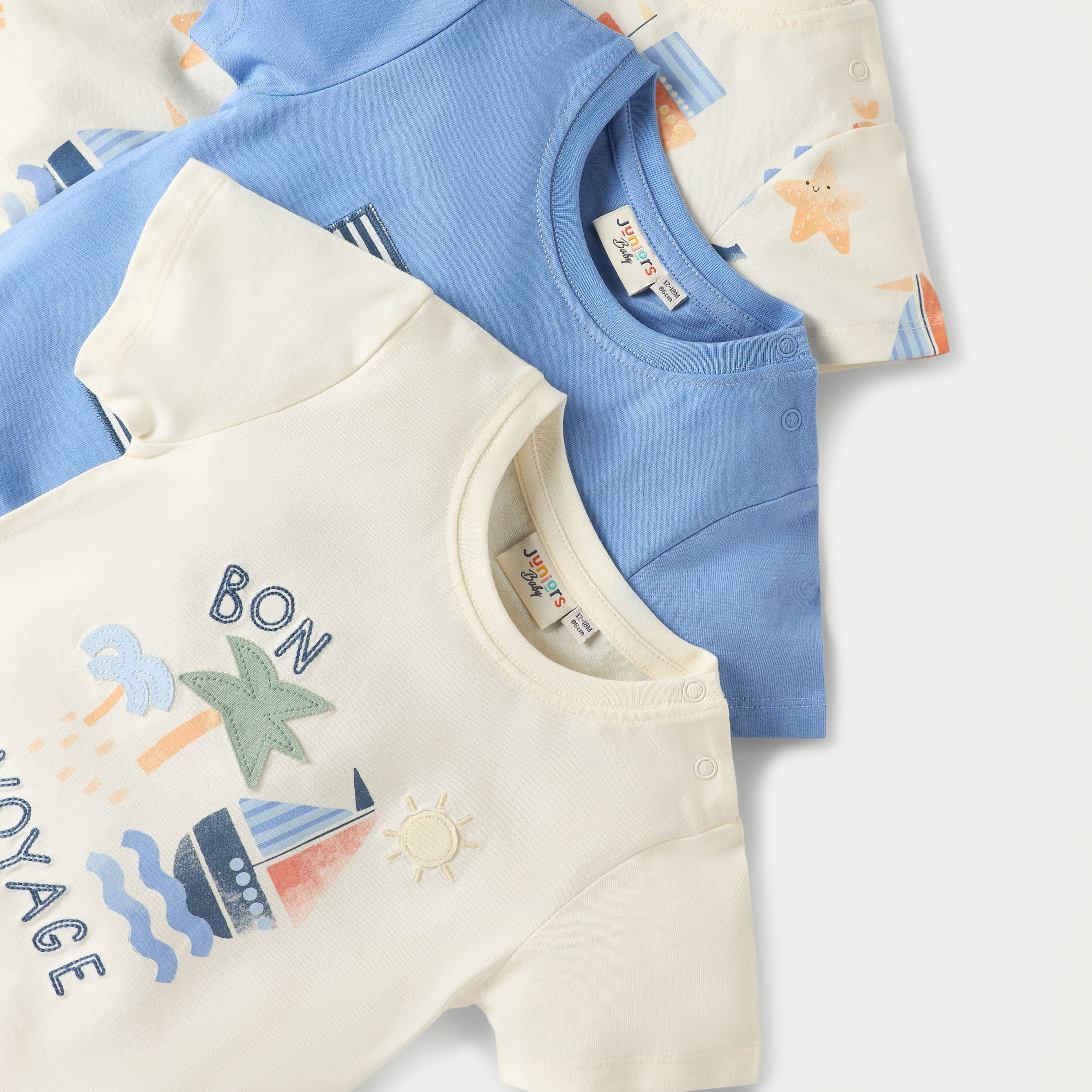 تيشيرت بياقة ضيقة وأكمام قصيرة وطبعات من جونيورز - طقم 3 قطع-baby-boys-clothing-tshirtsandpolos-image-5