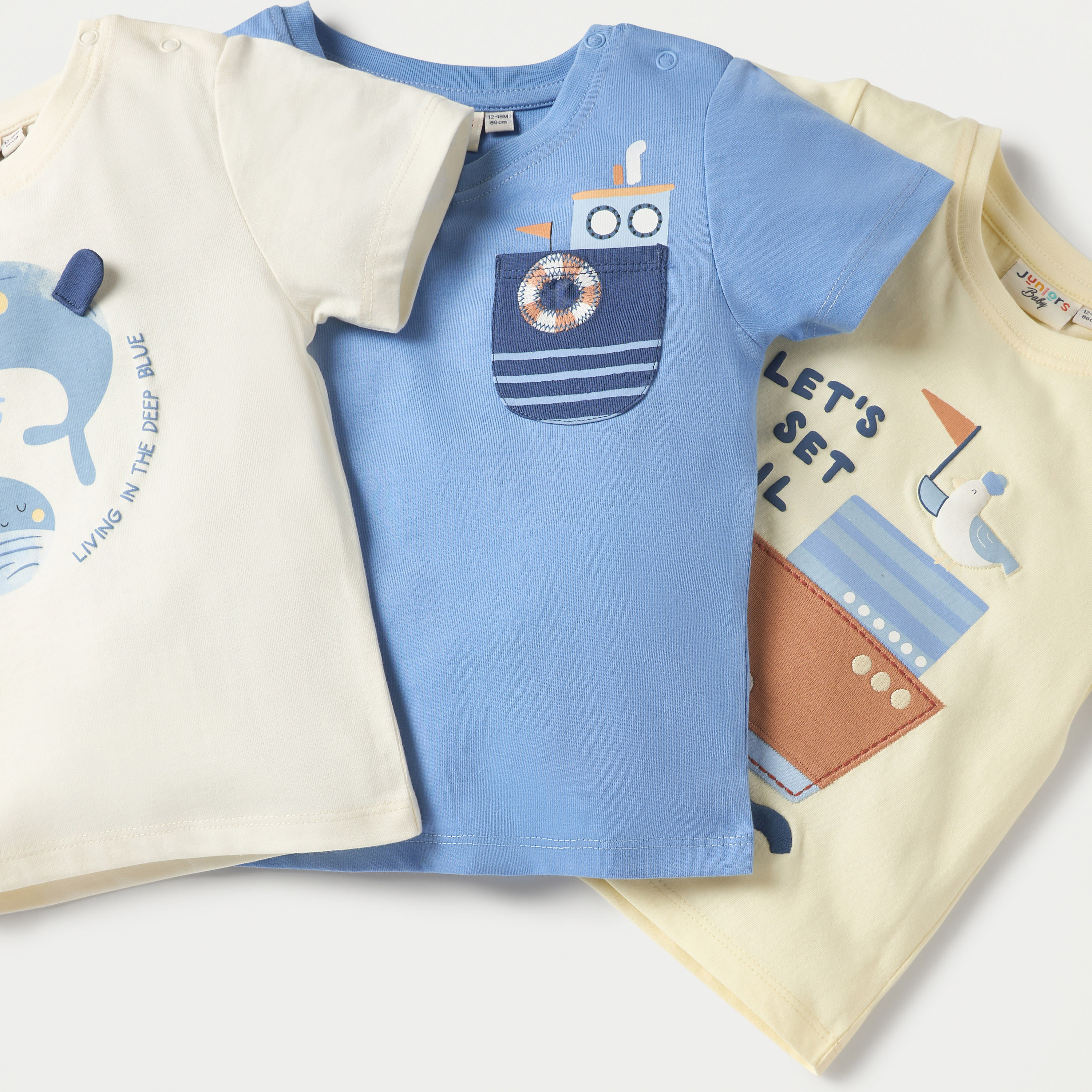 Juniors Printed Crew Neck T-shirt with Short Sleeves - Set of 3-baby-boys-clothing-tshirtsandpolos-image-6