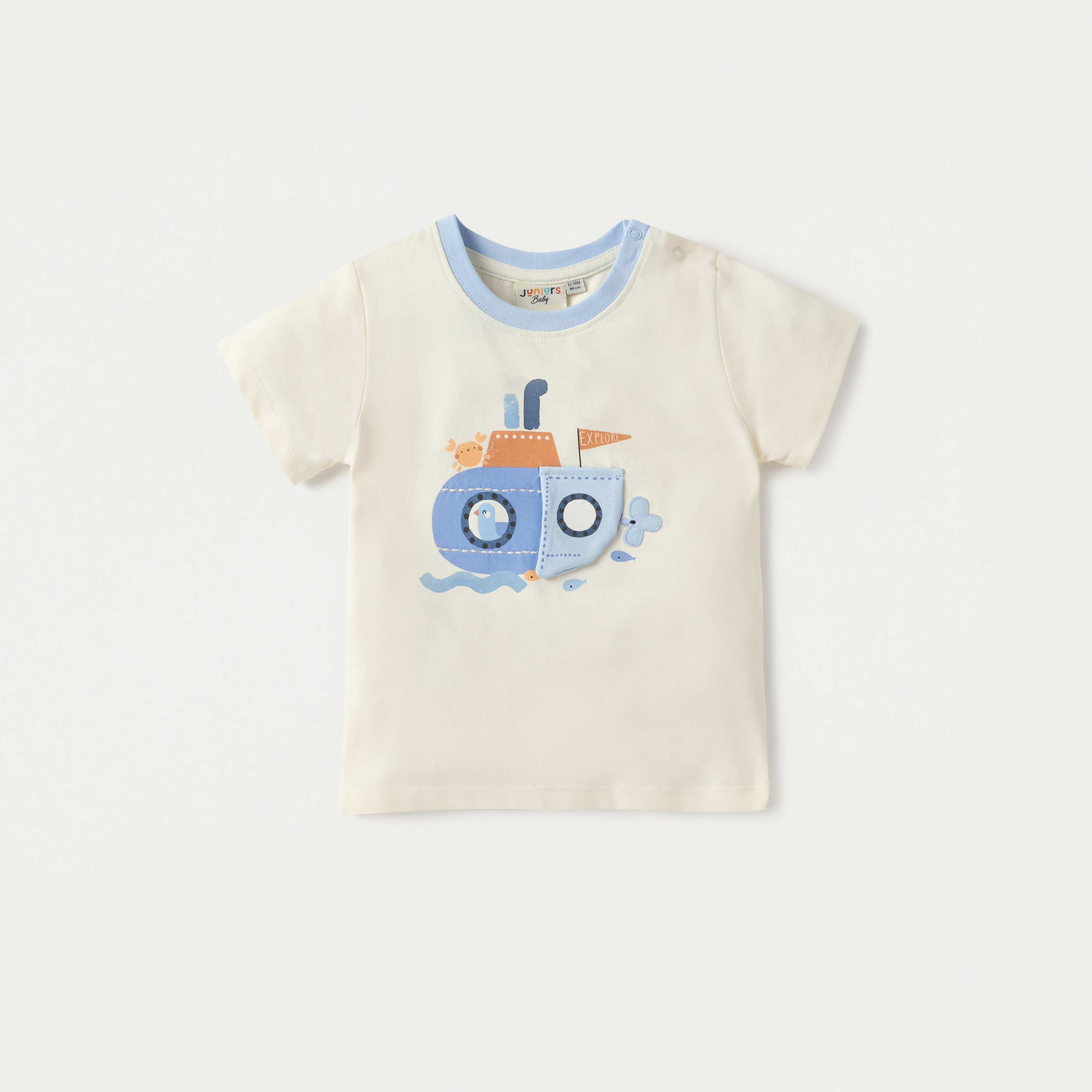 Juniors Applique Detail T-shirt with Short Sleeves - Set of 3-baby-boys-clothing-tshirtsandpolos-image-4