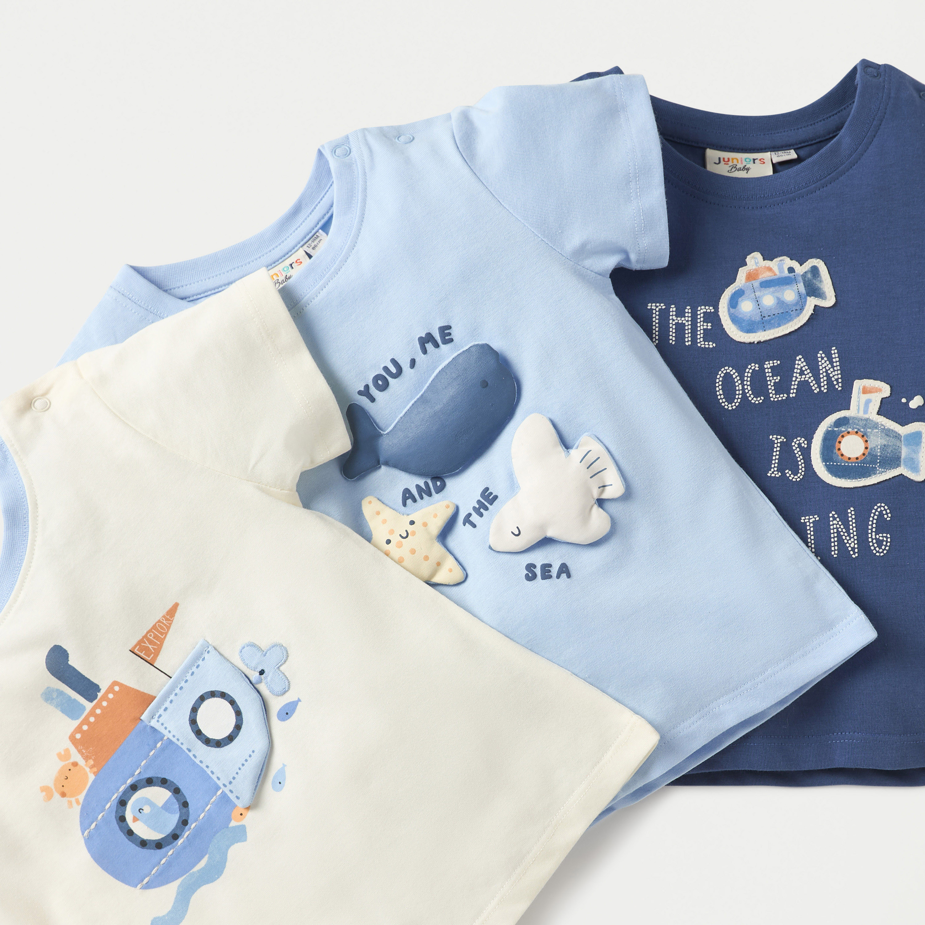 Juniors Applique Detail T-shirt with Short Sleeves - Set of 3-baby-boys-clothing-tshirtsandpolos-image-6