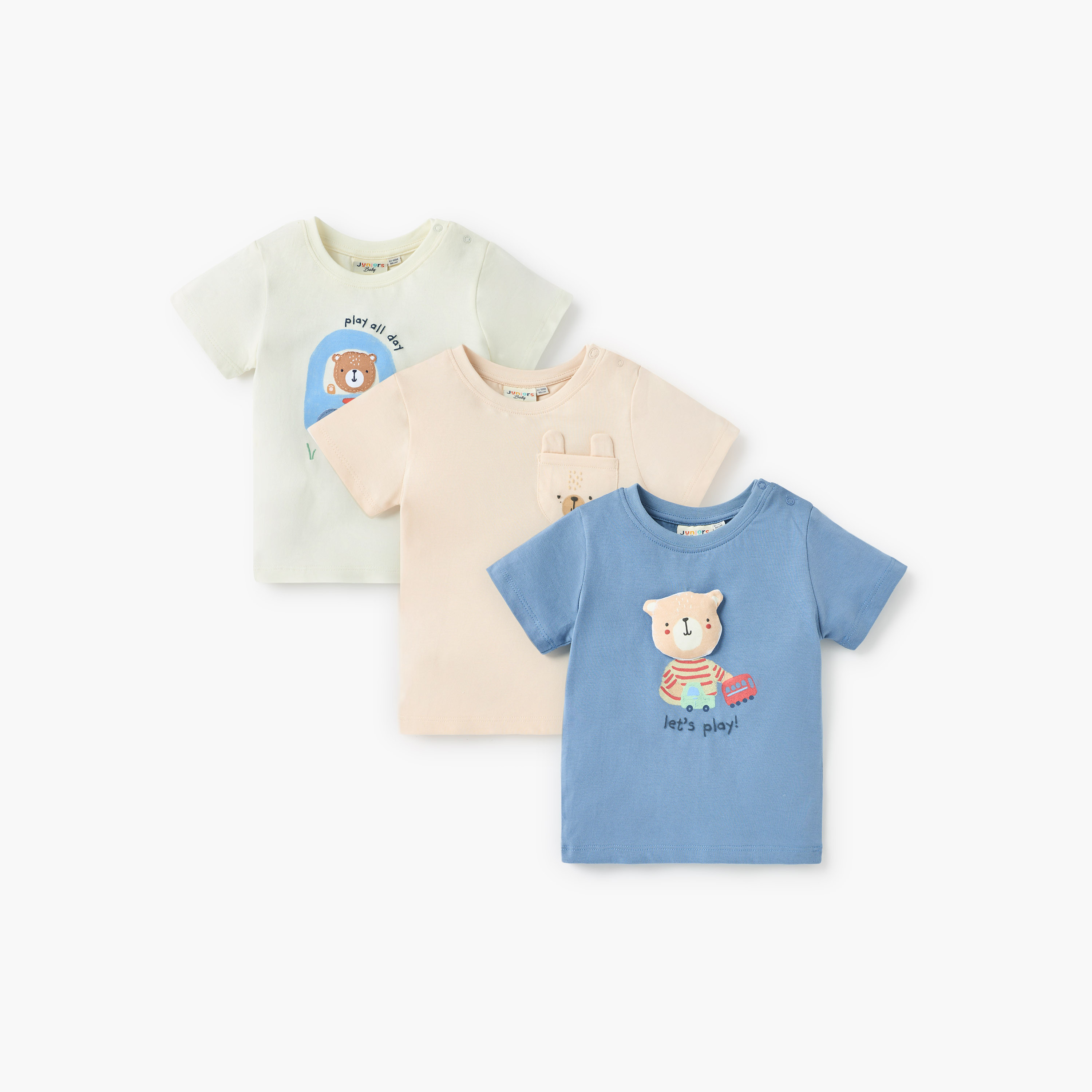 Juniors Animal Print Crew Neck T-shirt with Short Sleeves - Set of 3-baby-boys-clothing-tshirtsandpolos-image-1