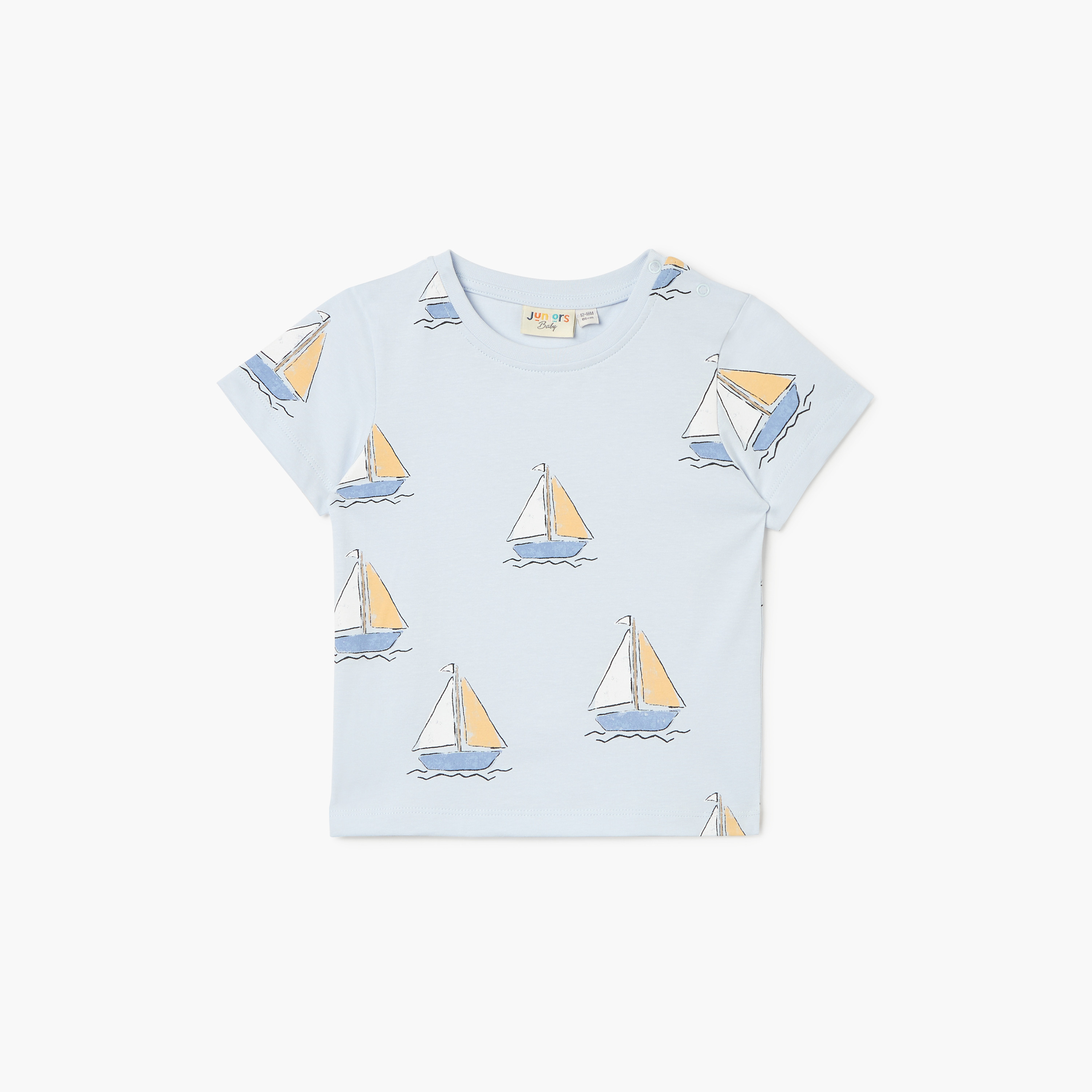 تيشيرت بياقة ضيّقة وأكمام قصيرة وطبعات من جونيورز-baby-boys-clothing-tshirtsandpolos-image-1