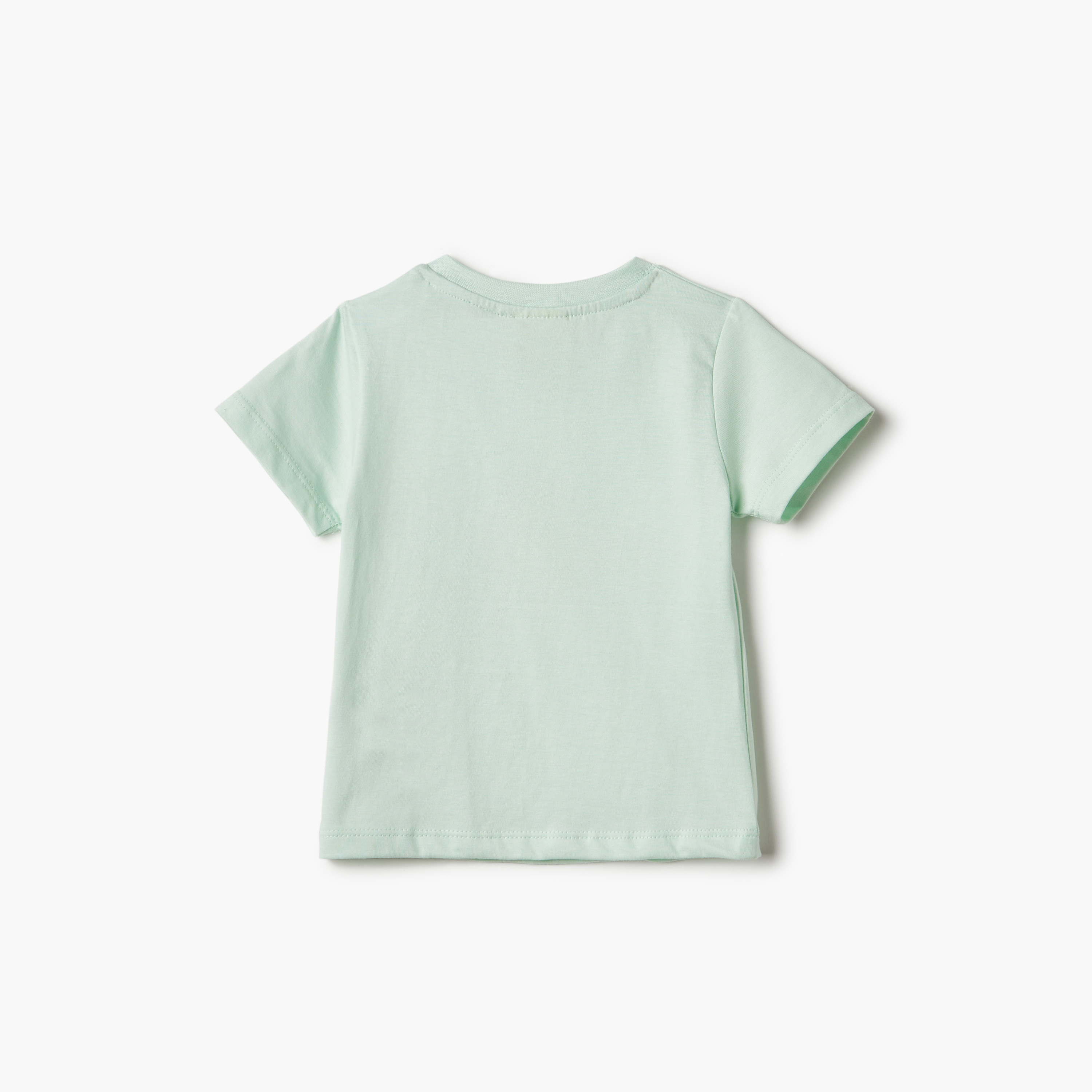 Juniors Graphic Print Crew Neck T-shirt with Short Sleeves and Button Closure-baby-boys-clothing-tshirtsandpolos-image-2