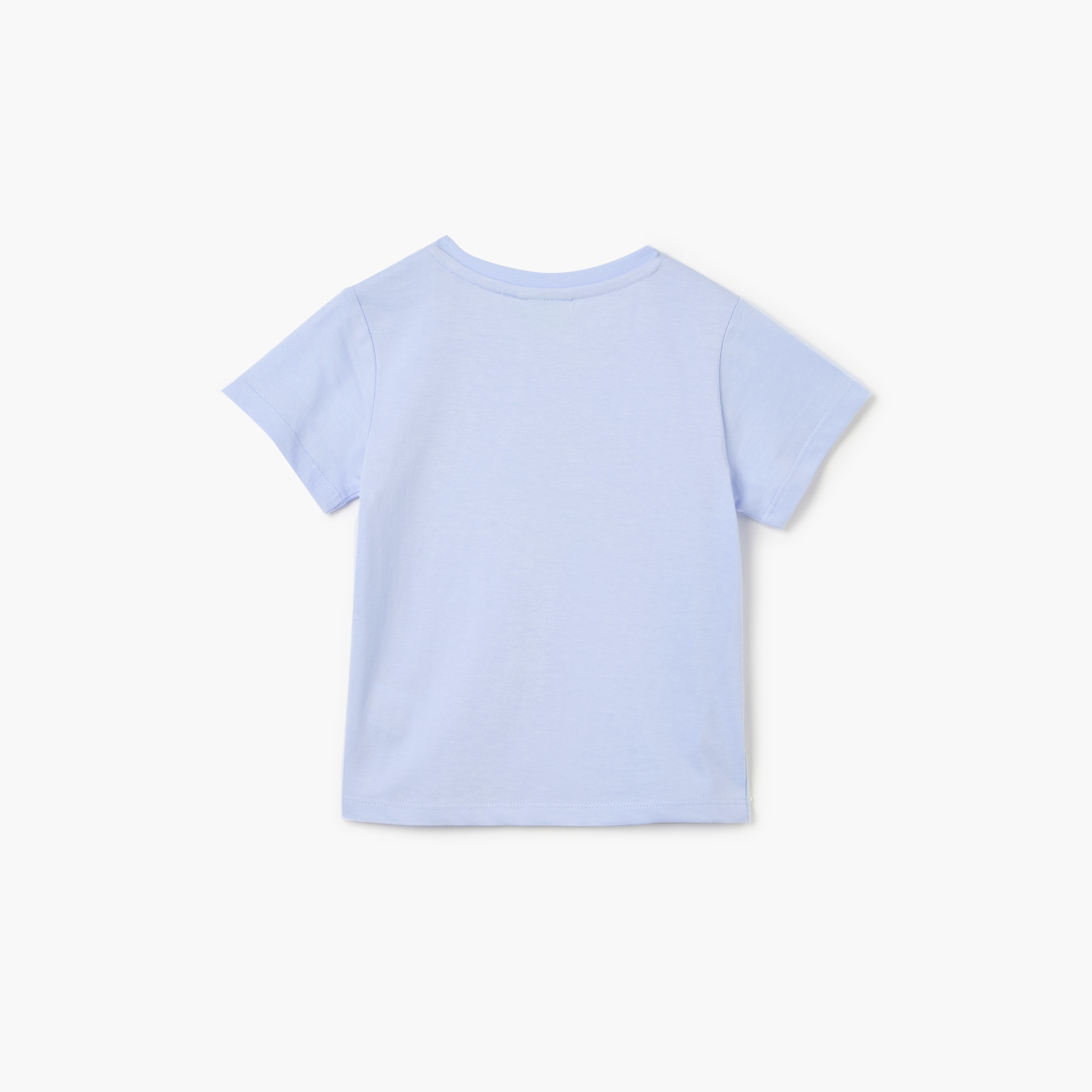 Juniors Graphic Print Crew Neck T-shirt with Short Sleeves and Button Closure-baby-boys-clothing-tshirtsandpolos-image-2