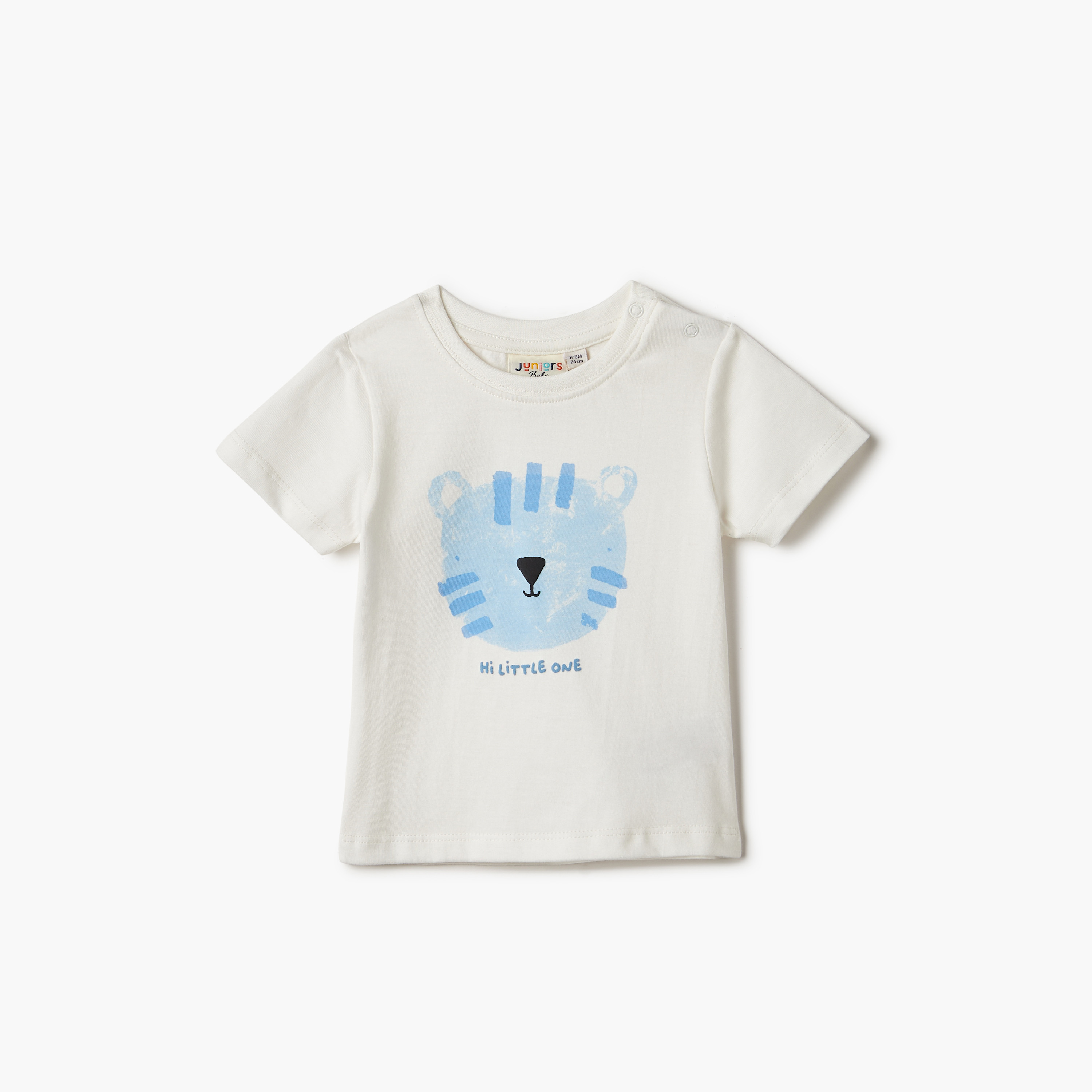 Juniors Animal Print Crew Neck T-shirt with Short Sleeves and Button Closure-baby-boys-clothing-tshirtsandpolos-image-1