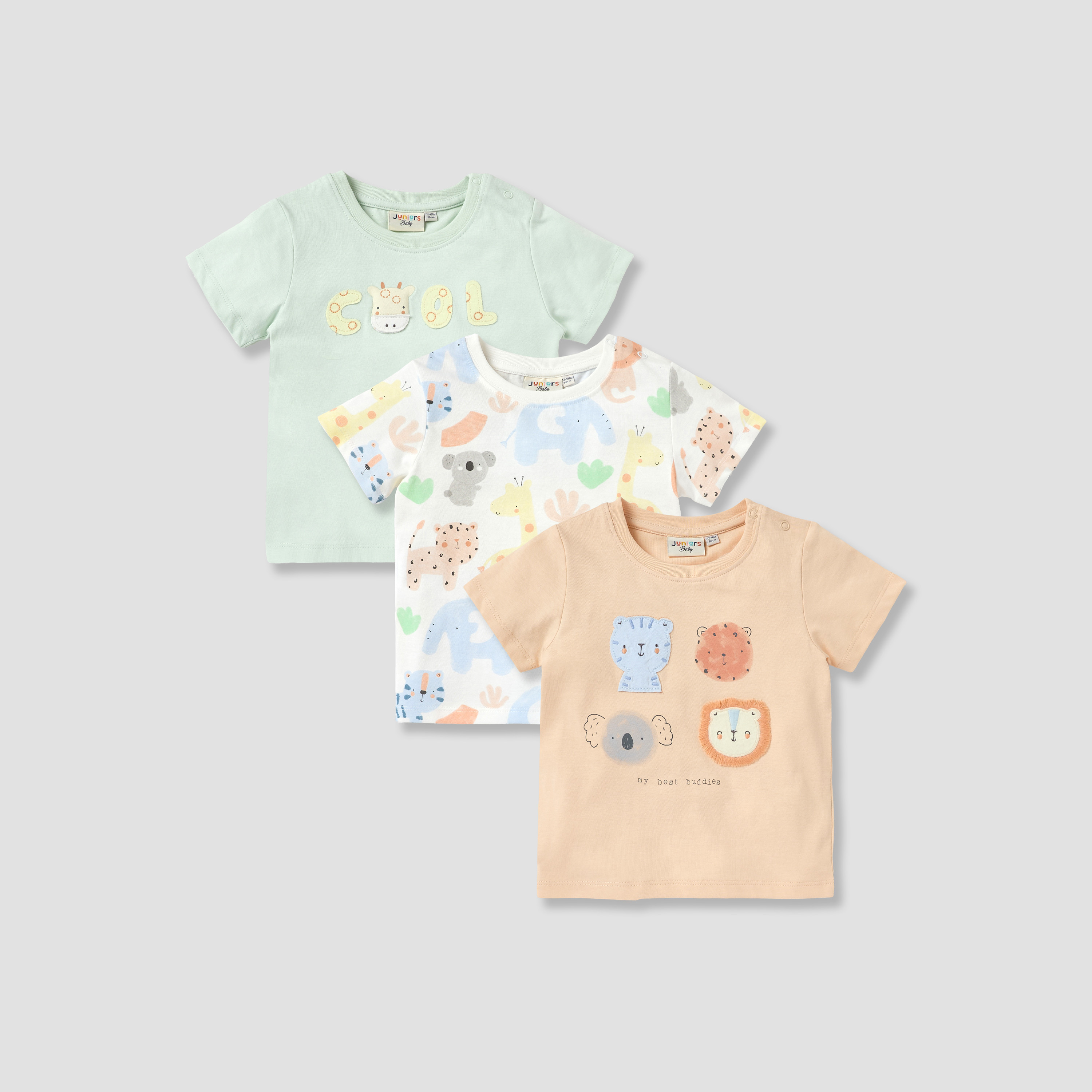 Juniors Animal Print T-shirt with Short Sleeves - Set of 3-baby-boys-clothing-tshirtsandpolos-image-1