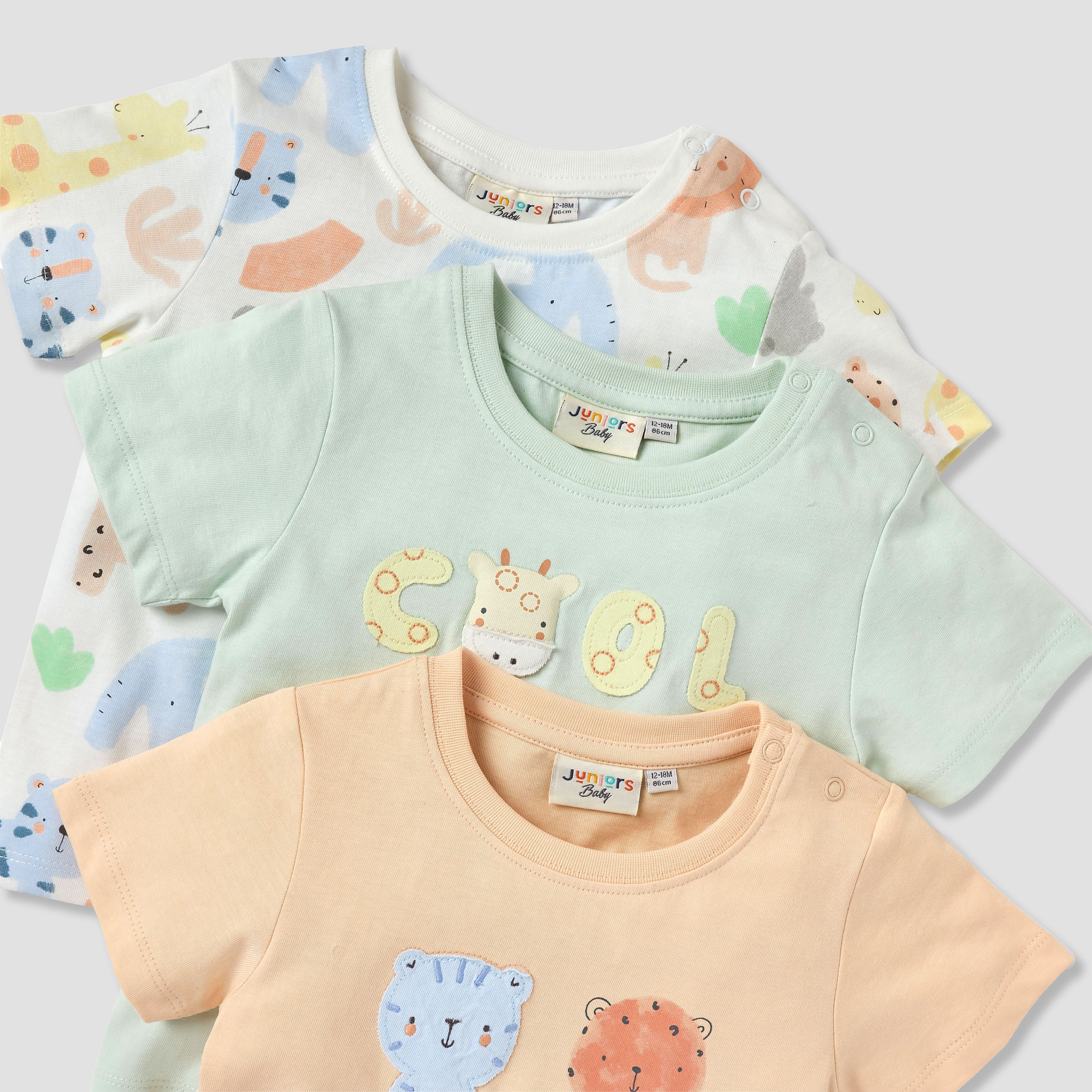 Juniors Animal Print T-shirt with Short Sleeves - Set of 3-baby-boys-clothing-tshirtsandpolos-image-5