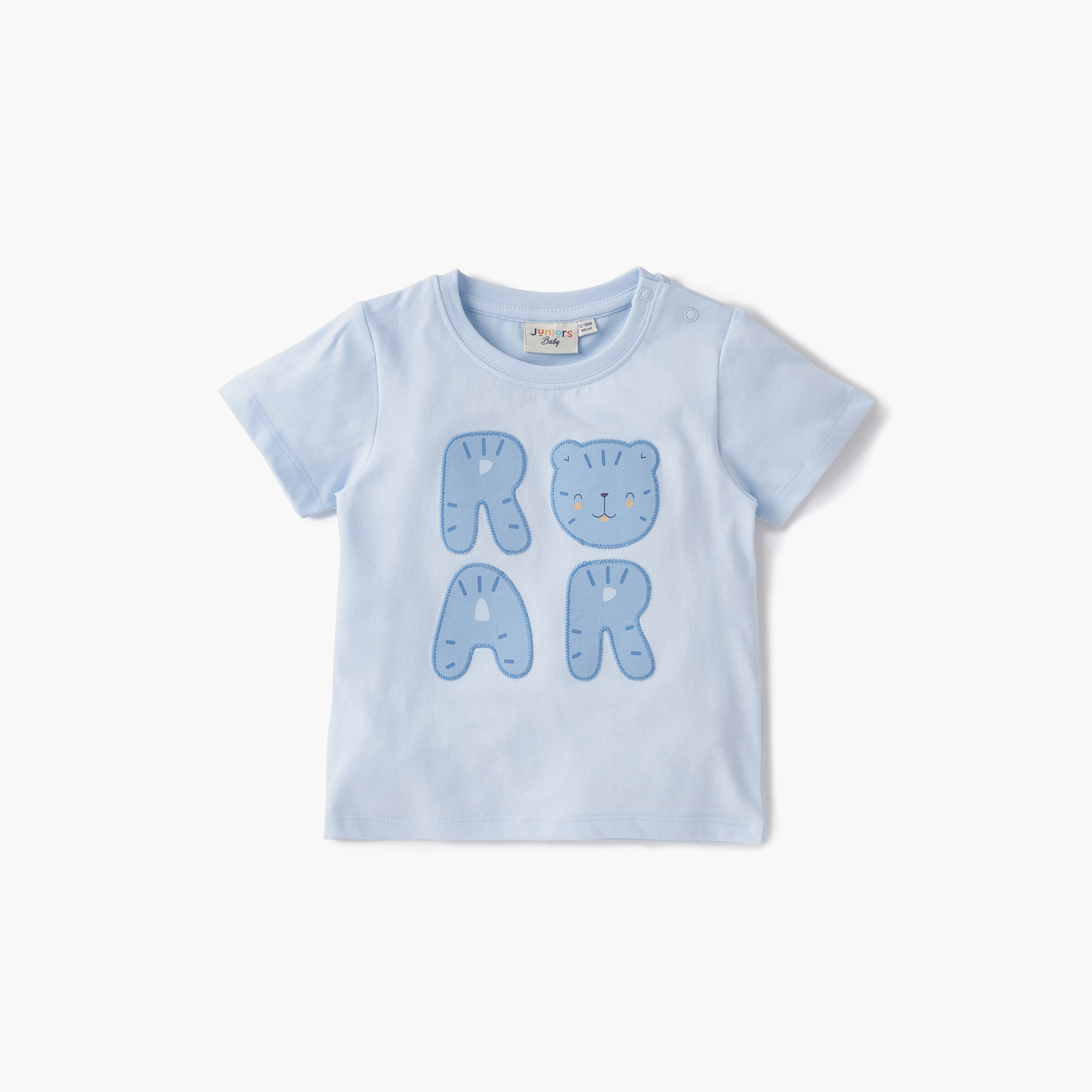 Juniors Animal Print Crew Neck T-shirt with Short Sleeves and Button Closure - Set of 3-baby-boys-clothing-tshirtsandpolos-image-2
