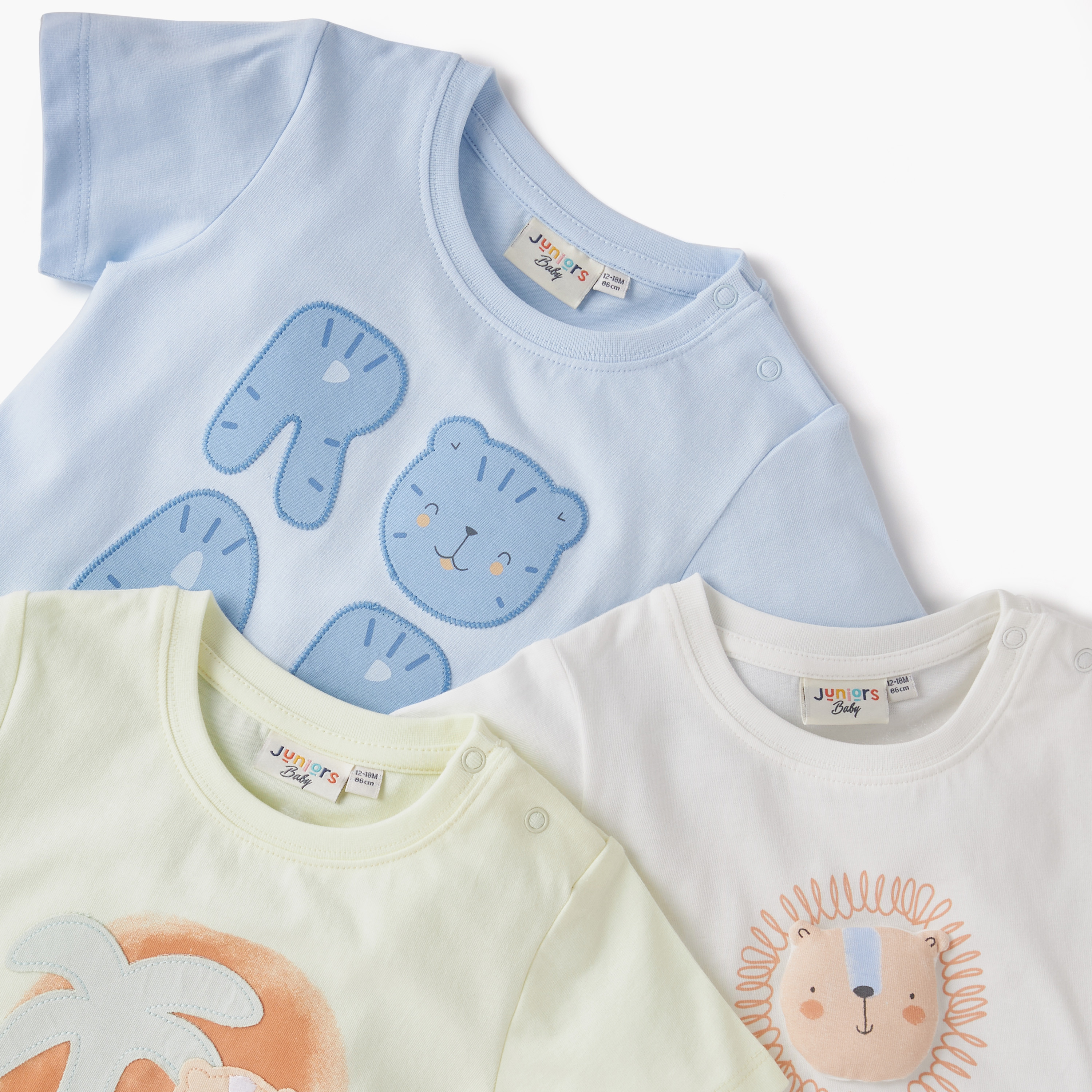 Juniors Animal Print Crew Neck T-shirt with Short Sleeves and Button Closure - Set of 3-baby-boys-clothing-tshirtsandpolos-image-5
