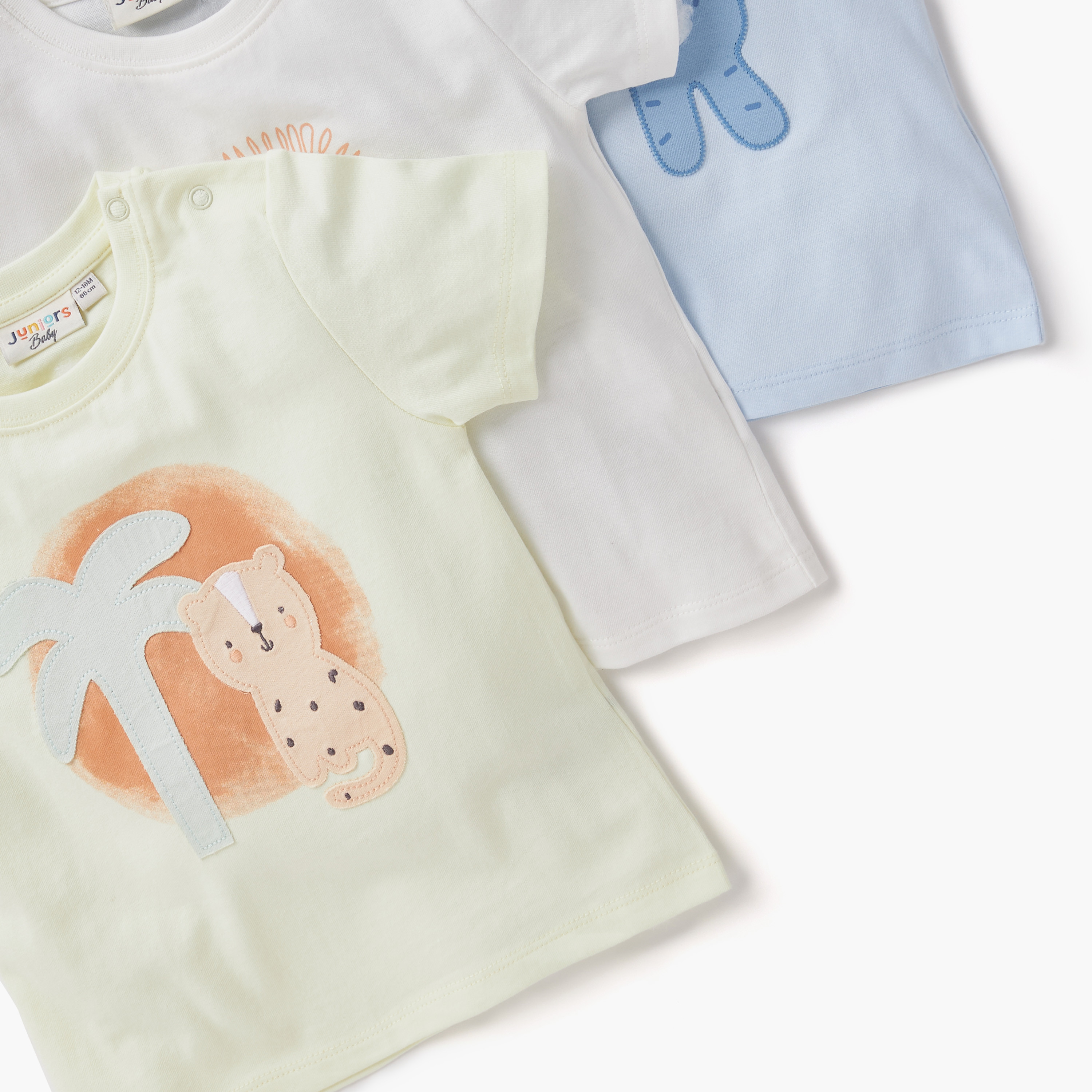 Juniors Animal Print Crew Neck T-shirt with Short Sleeves and Button Closure - Set of 3-baby-boys-clothing-tshirtsandpolos-image-6