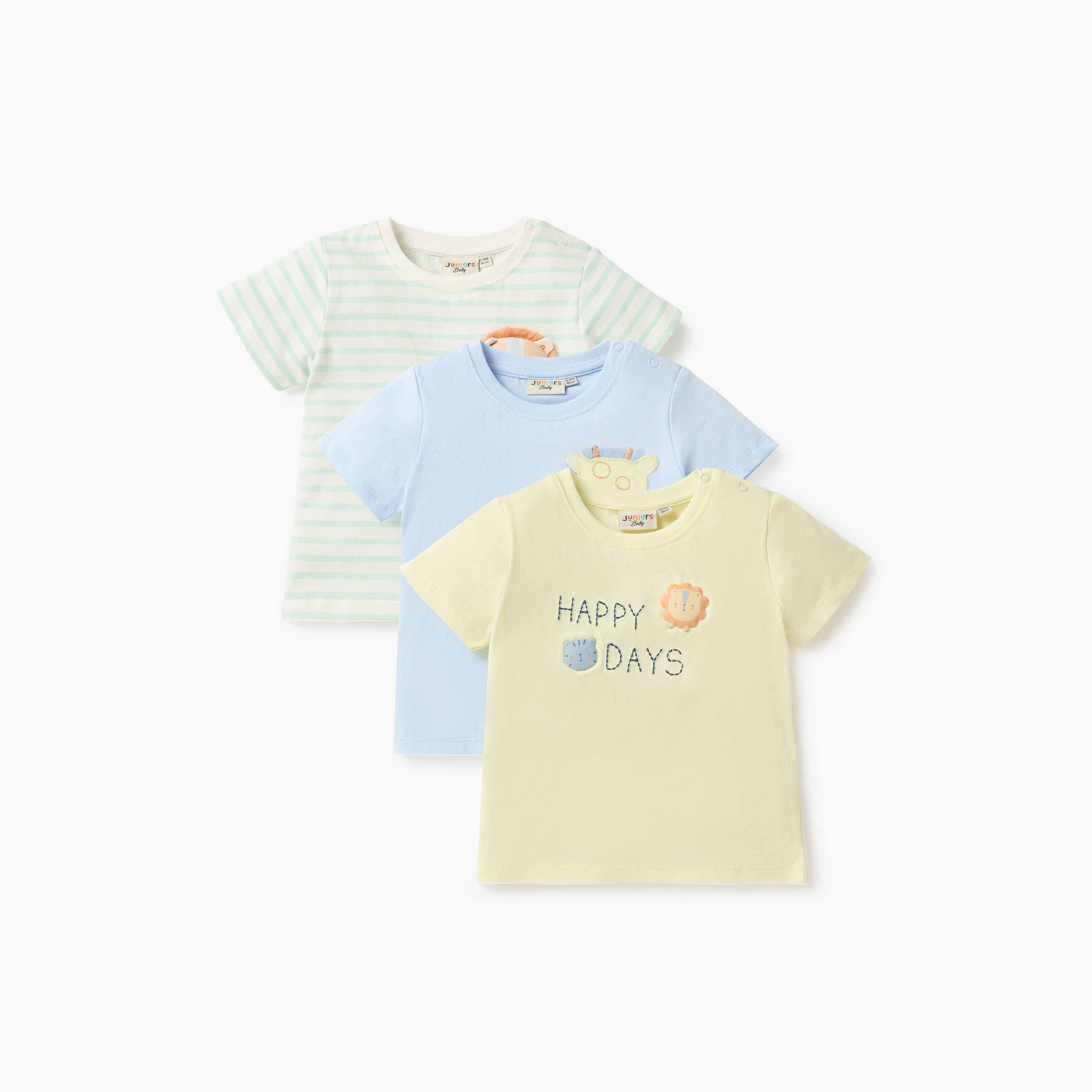Juniors Animal Applique Crew Neck T-shirt with Short Sleeves - Set of 3-baby-boys-clothing-multipacks-image-1