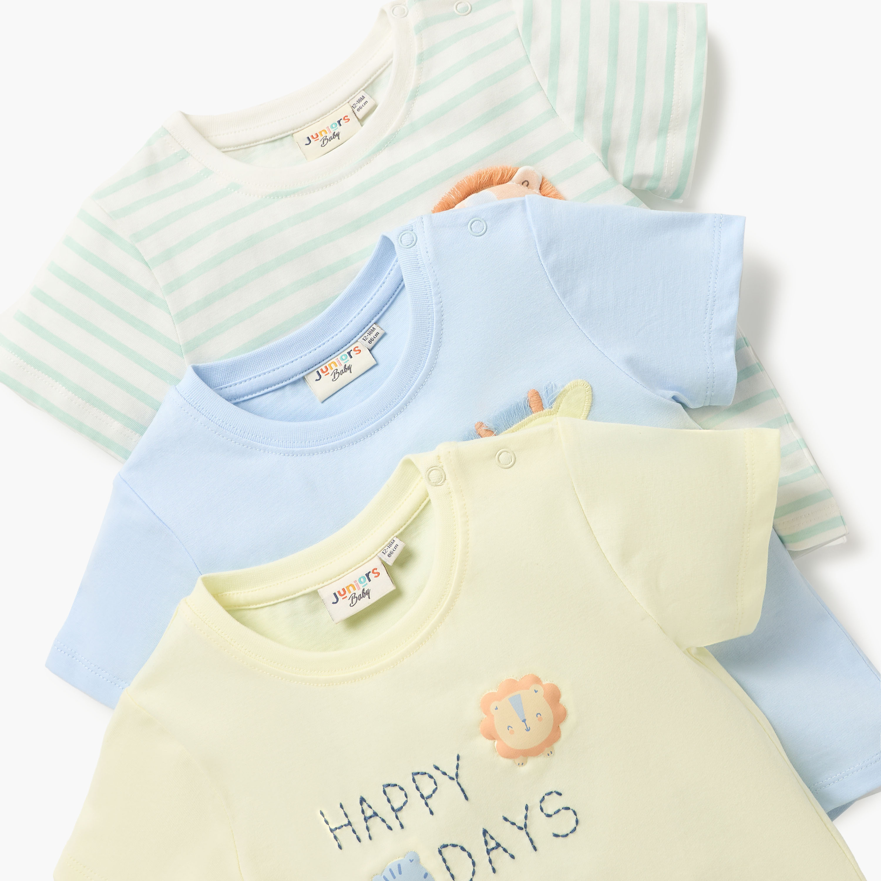 Juniors Animal Applique Crew Neck T-shirt with Short Sleeves - Set of 3-baby-boys-clothing-multipacks-image-5
