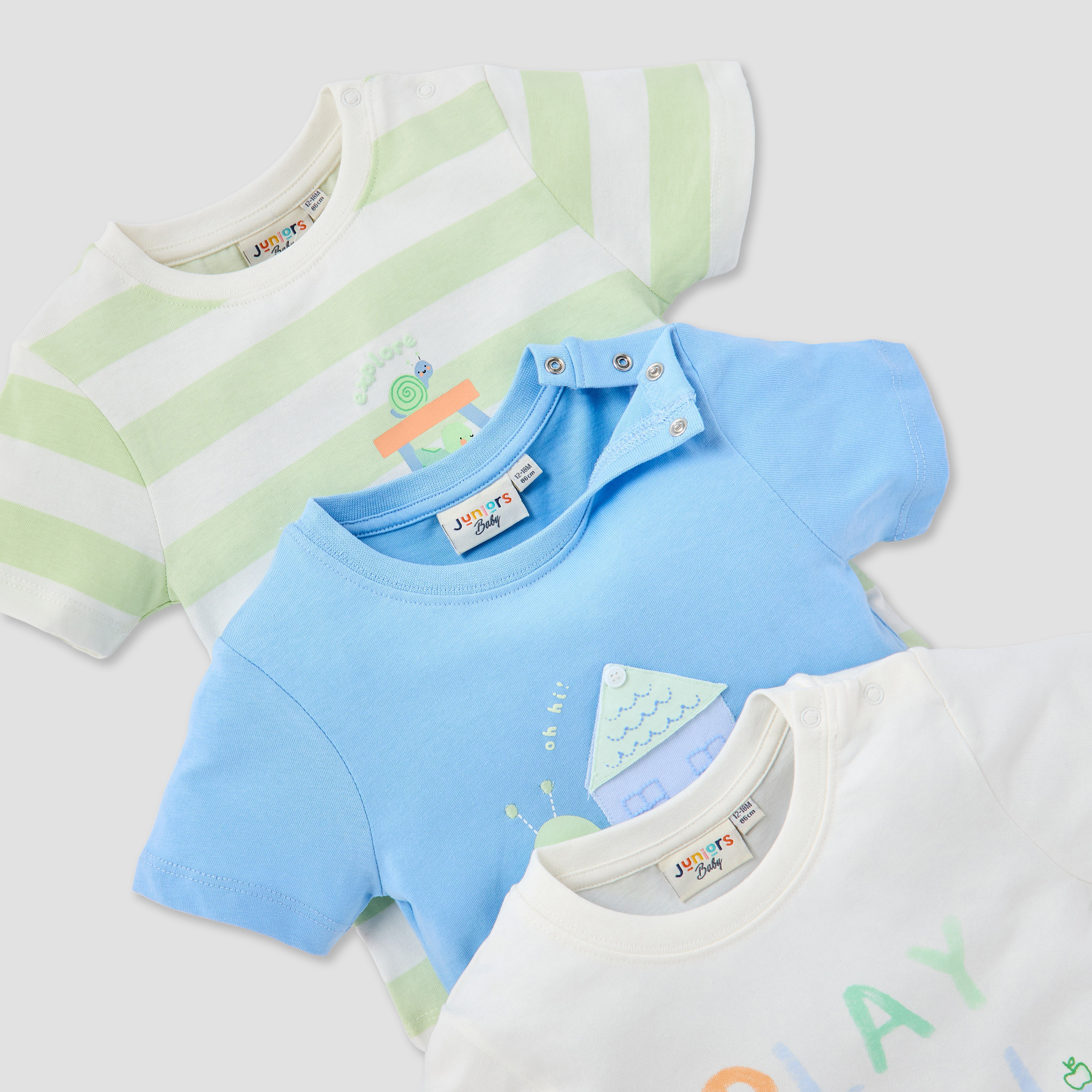 Juniors Applique Detail T-shirt with Short Sleeves - Set of 3-baby-boys-clothing-multipacks-image-5