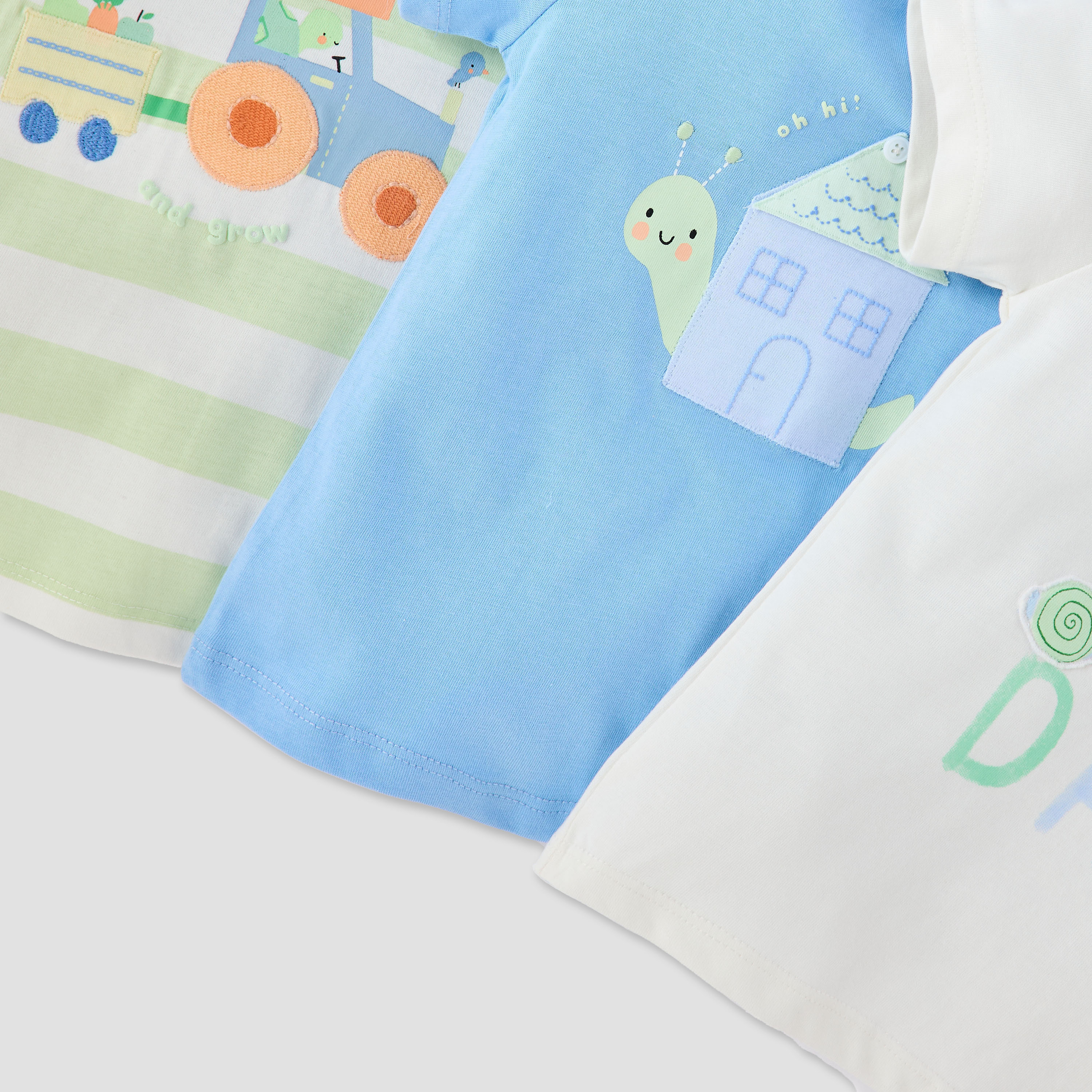 Juniors Applique Detail T-shirt with Short Sleeves - Set of 3-baby-boys-clothing-multipacks-image-6