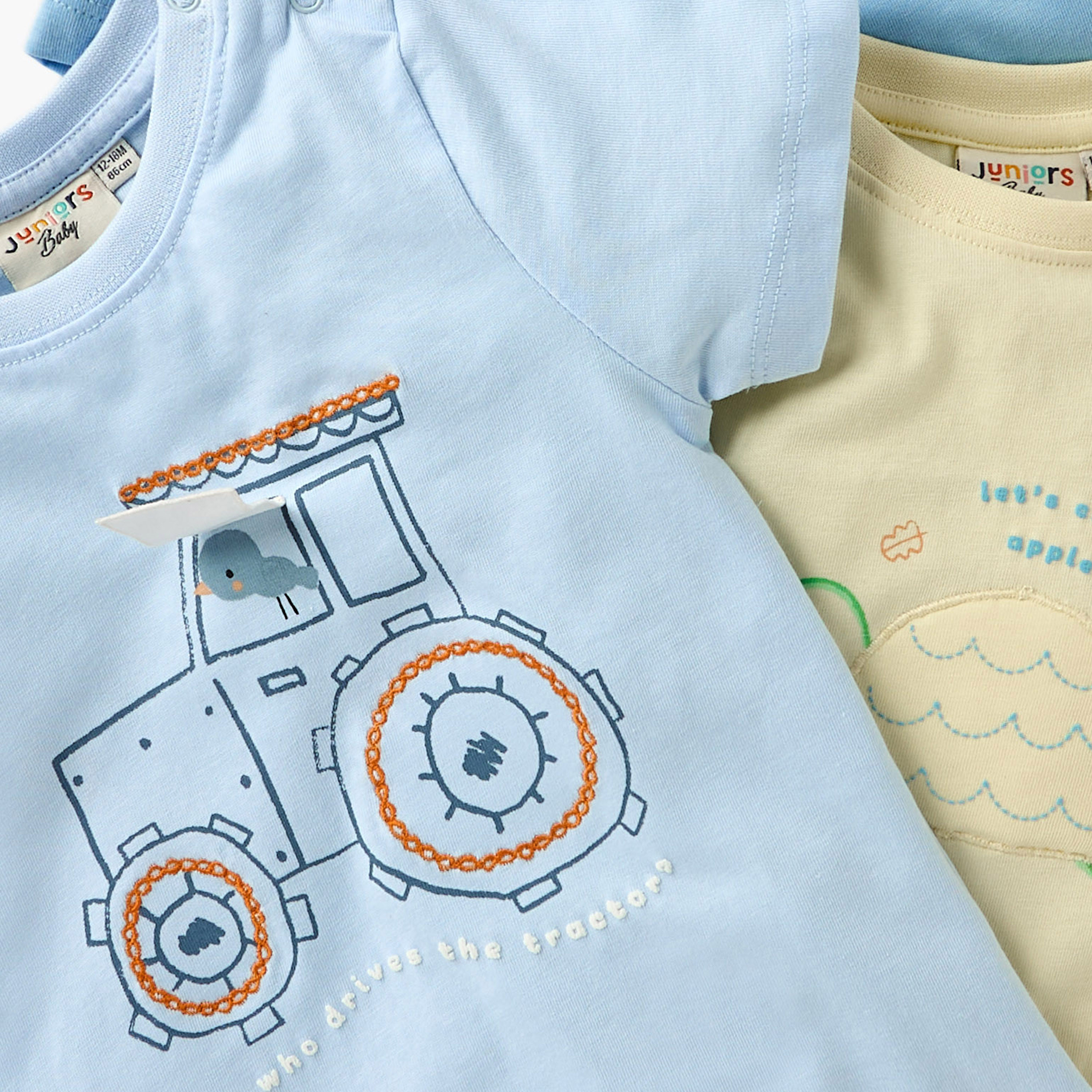 Juniors Graphic Print T-shirt with Short Sleeves and Button Closure - Set of 3-baby-boys-clothing-multipacks-image-8