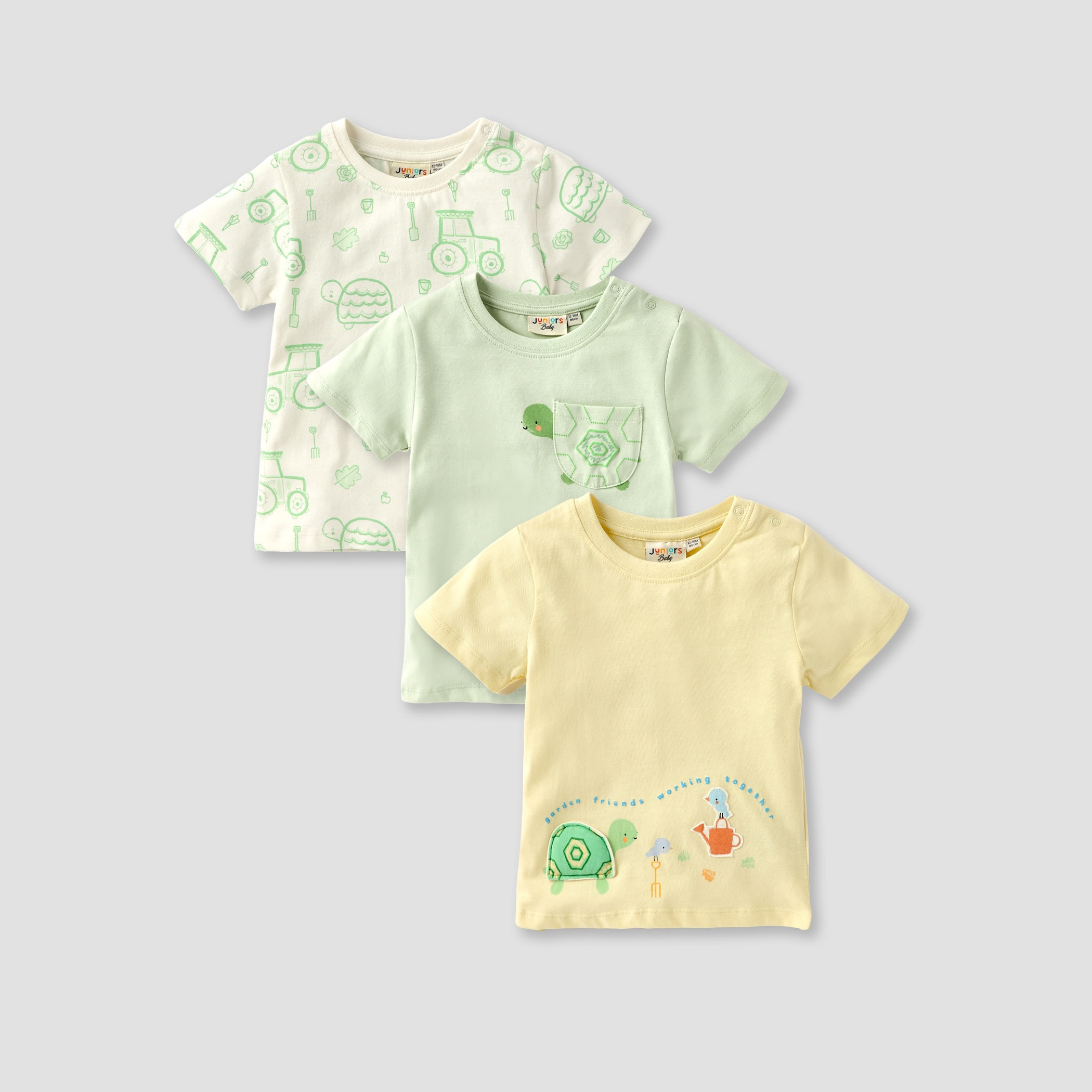 Juniors Animal Print T-shirt with Short Sleeves and Button Closure - Set of 3-baby-boys-clothing-multipacks-image-1
