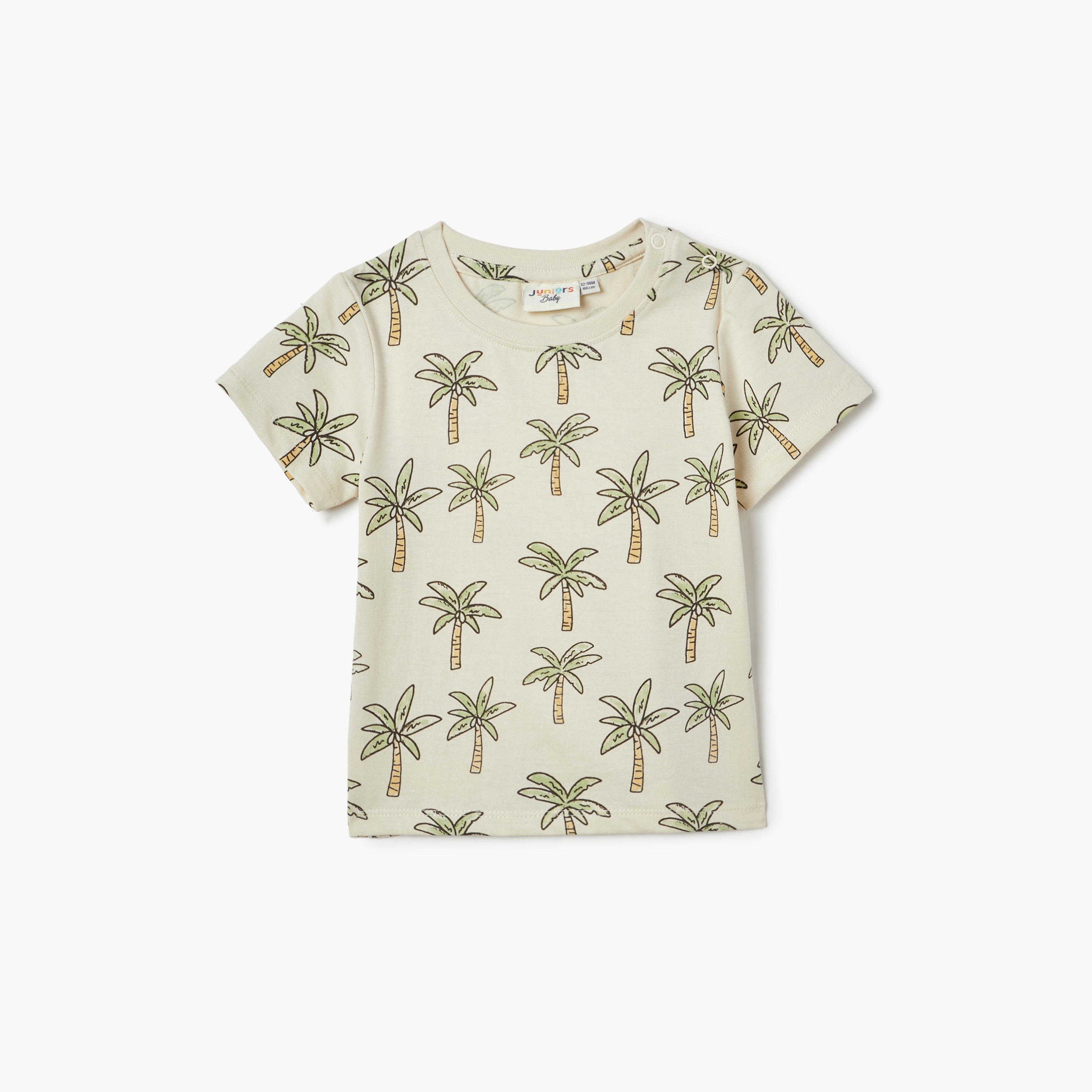 Juniors All-Over Palm Tree Print T-shirt with Short Sleeves-baby-boys-clothing-tshirtsandpolos-image-1