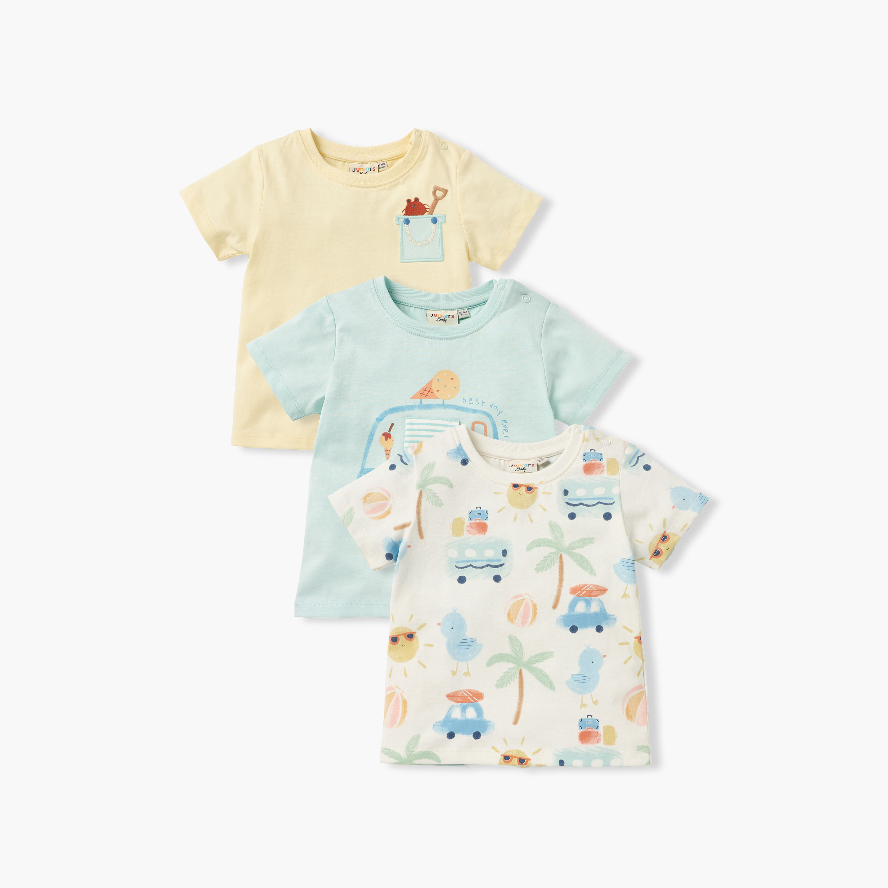 Juniors Printed T-shirt with Short Sleeves - Set of 3-baby-boys-clothing-tshirtsandpolos-image-1