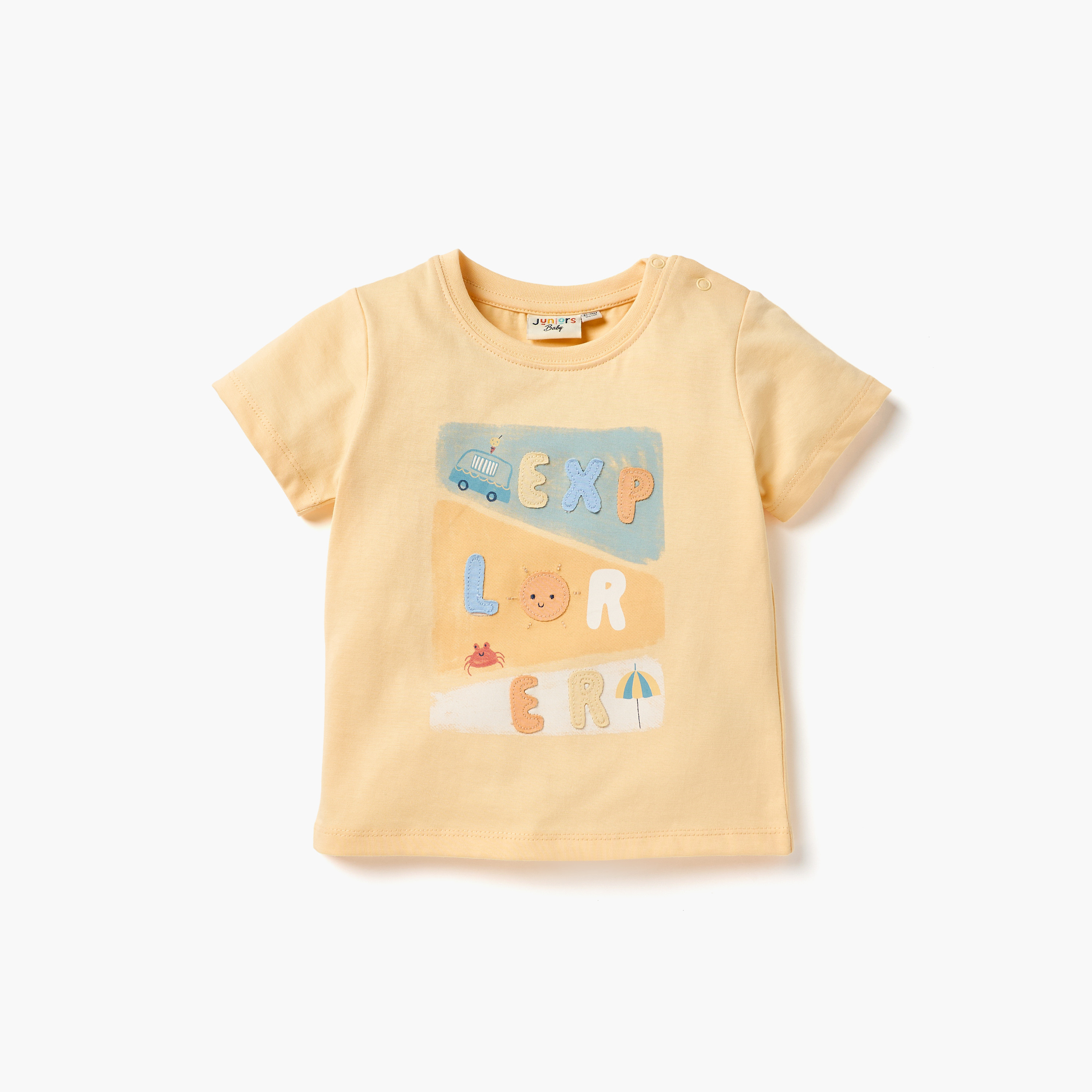 Juniors Applique Detail T-shirt with Short Sleeves - Set of 3-baby-boys-clothing-multipacks-image-2