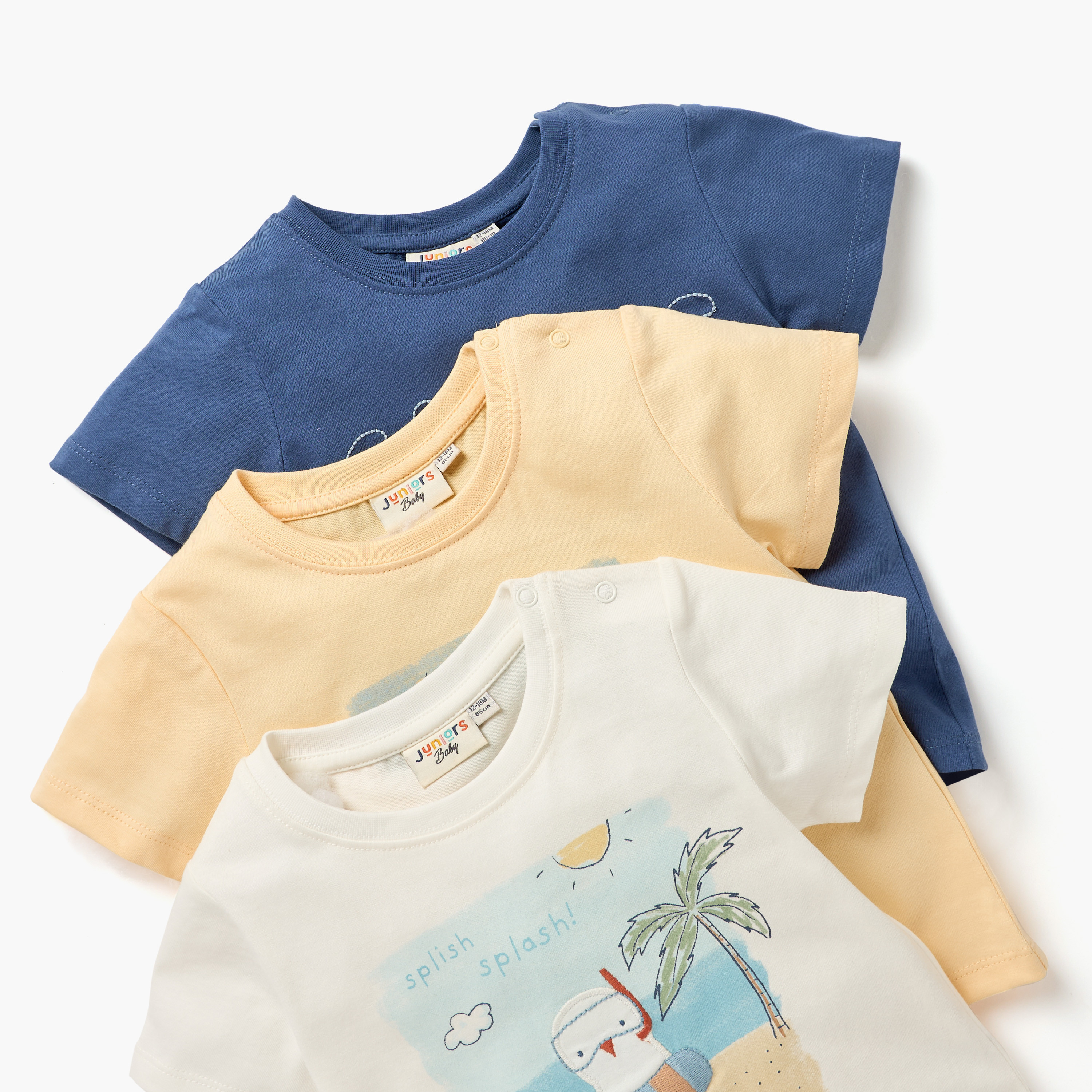 Juniors Applique Detail T-shirt with Short Sleeves - Set of 3-baby-boys-clothing-multipacks-image-4