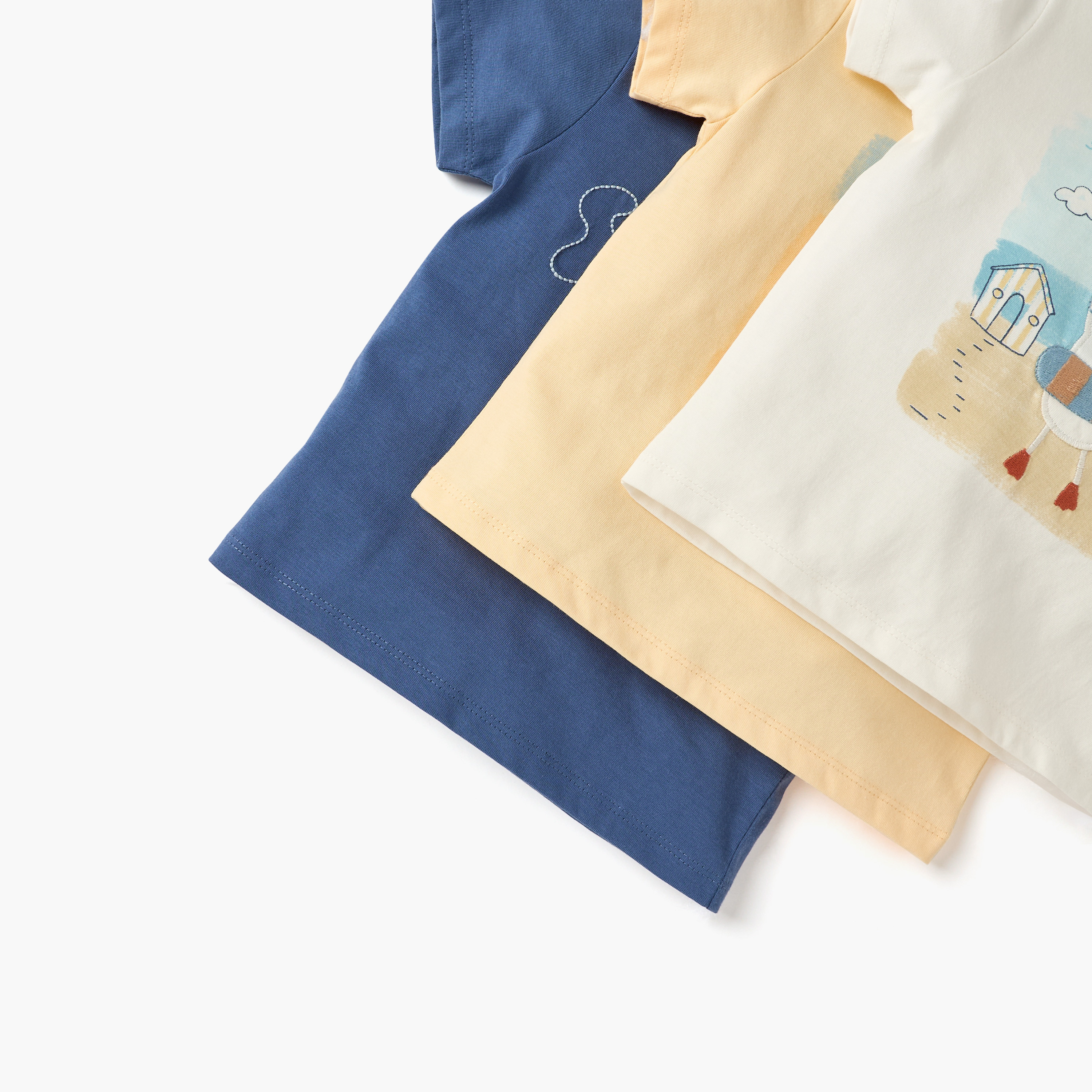 Juniors Applique Detail T-shirt with Short Sleeves - Set of 3-baby-boys-clothing-multipacks-image-5