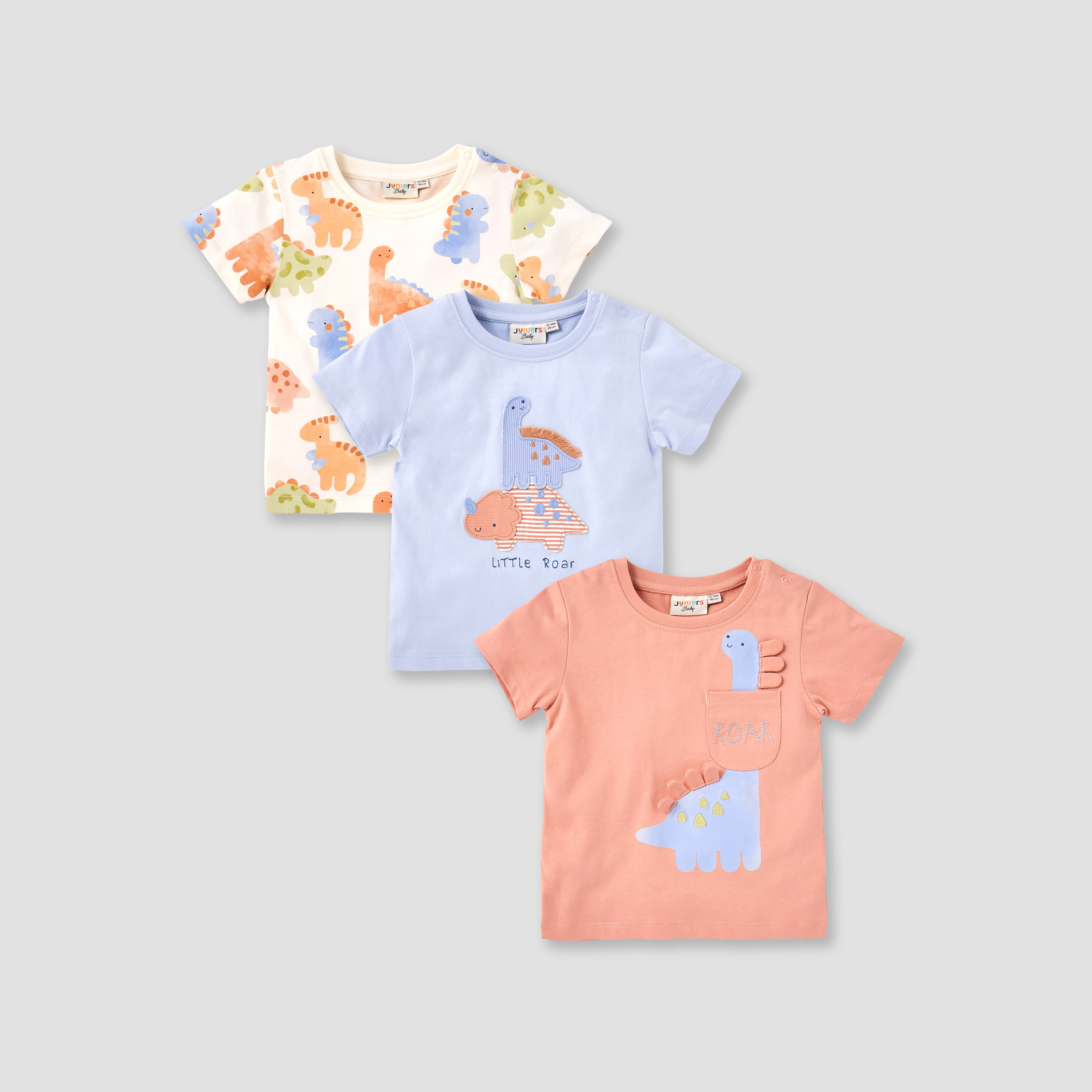 طقم تيشيرت بياقة ضيقة وأزرار إغلاق وطبعات 3 قطع من جونيورز-baby-boys-clothing-tshirtsandpolos-image-1