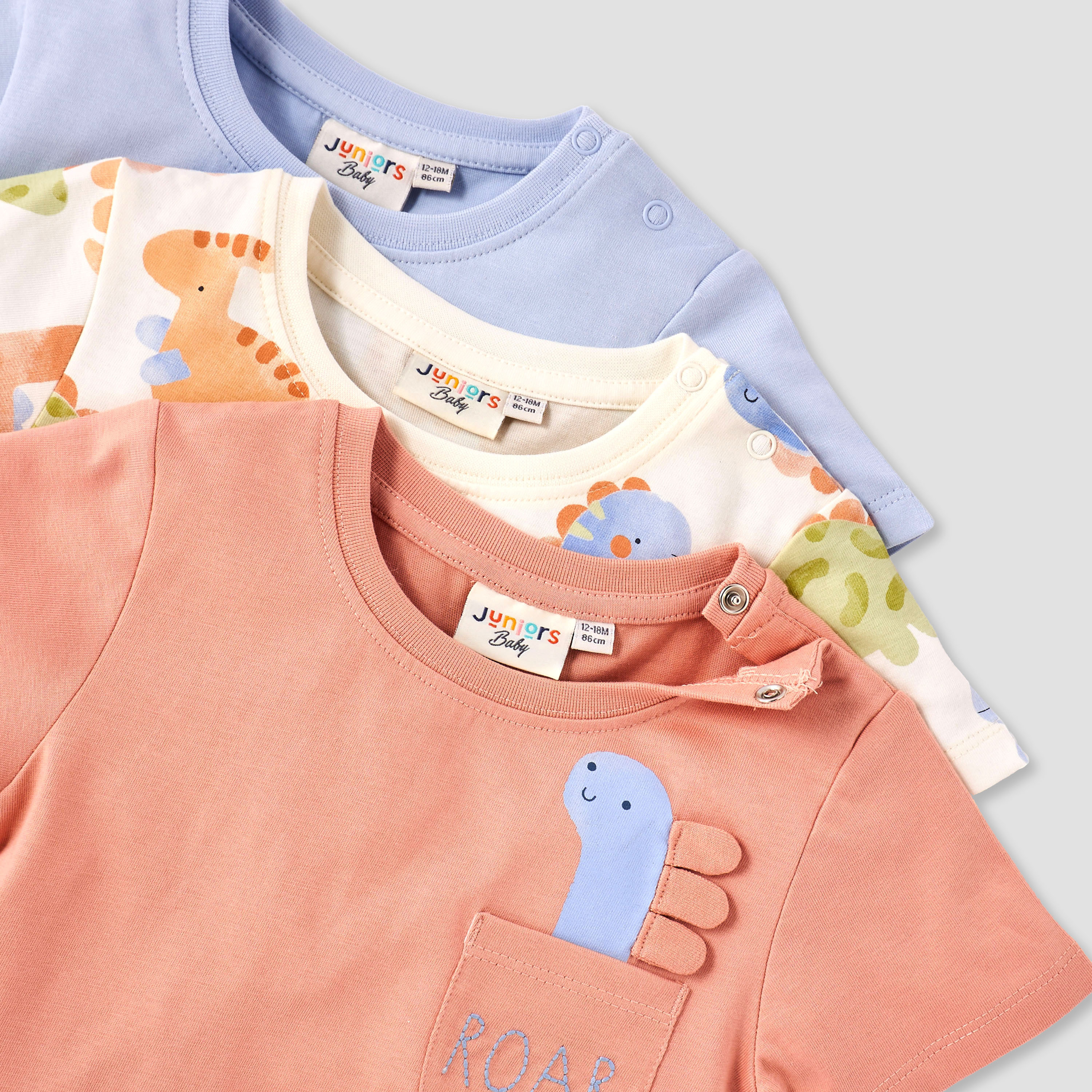 طقم تيشيرت بياقة ضيقة وأزرار إغلاق وطبعات 3 قطع من جونيورز-baby-boys-clothing-tshirtsandpolos-image-4