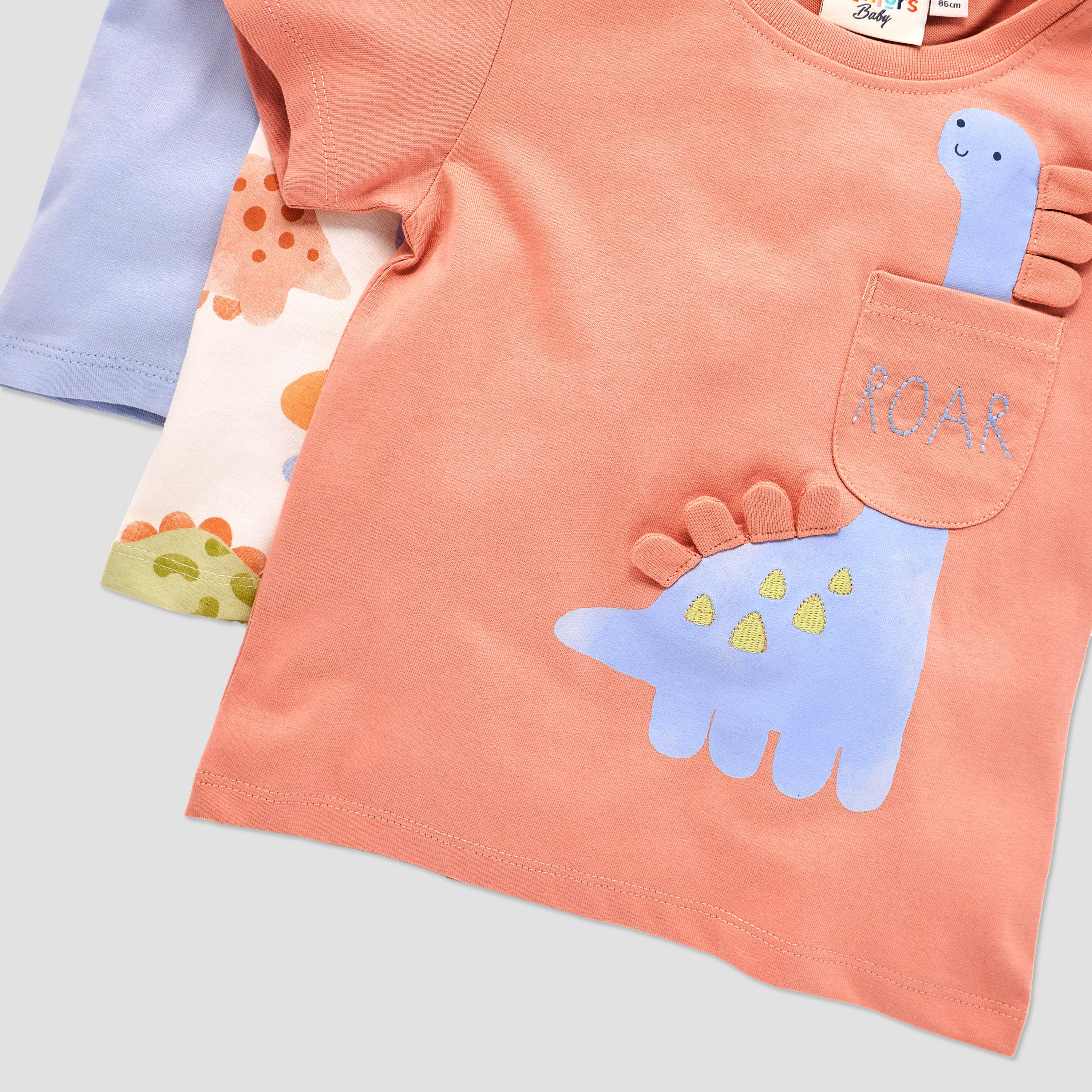 طقم تيشيرت بياقة ضيقة وأزرار إغلاق وطبعات 3 قطع من جونيورز-baby-boys-clothing-tshirtsandpolos-image-5