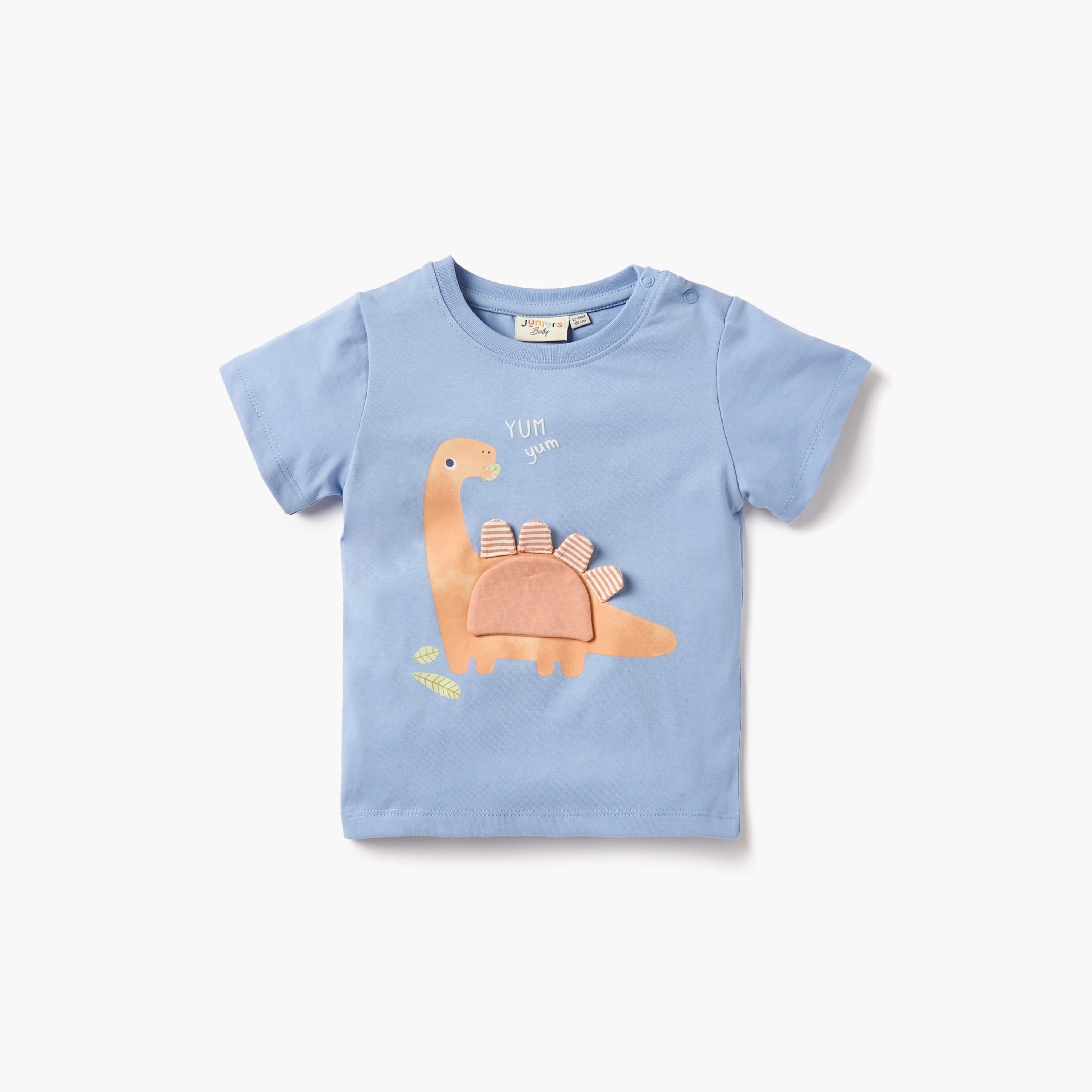 Juniors Dino Print Crew Neck T-shirt with Button Closure - Set of 3-baby-boys-clothing-tshirtsandpolos-image-4