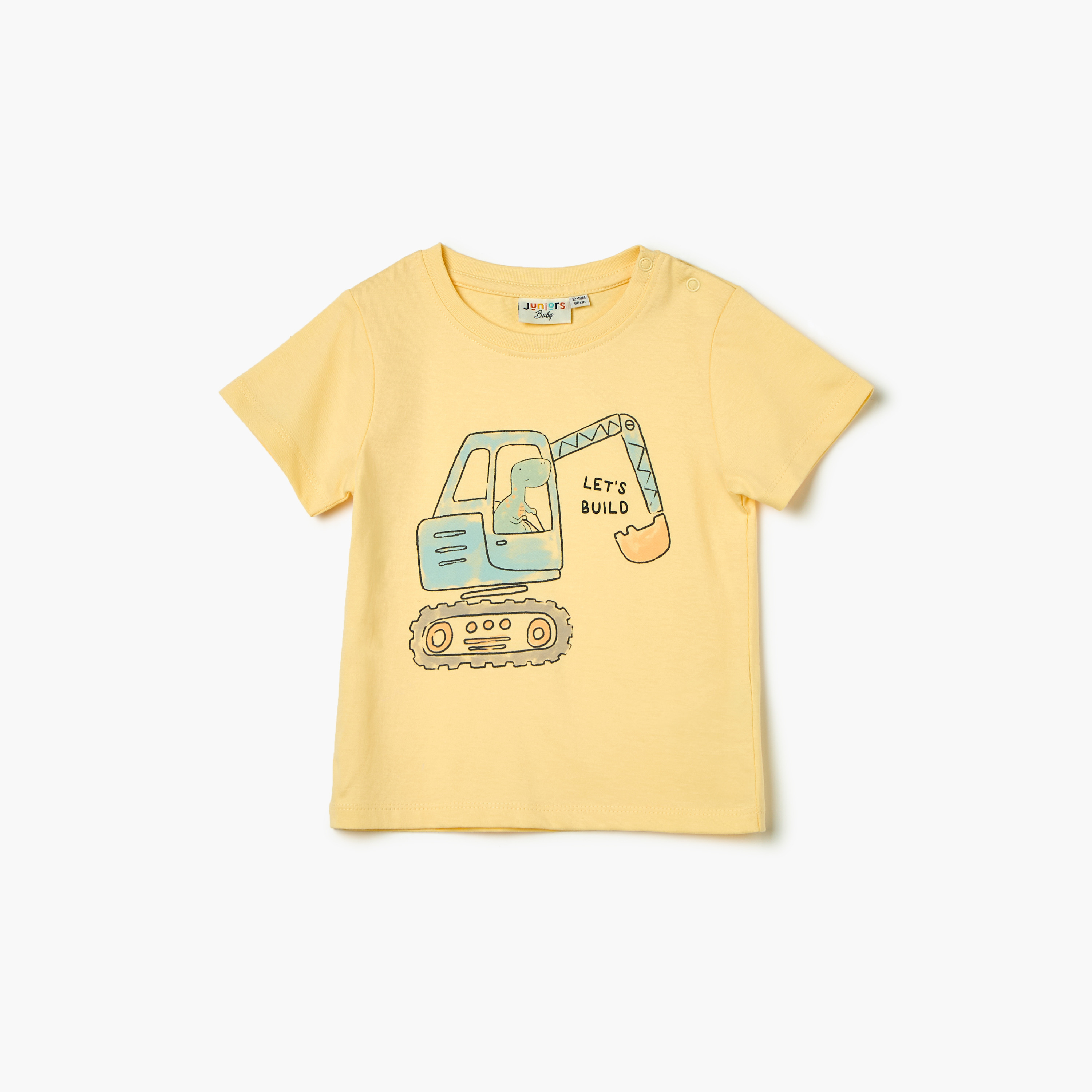 Juniors Graphic Print T-shirt with Short Sleeves and Button Closure-baby-boys-clothing-tshirtsandpolos-image-1
