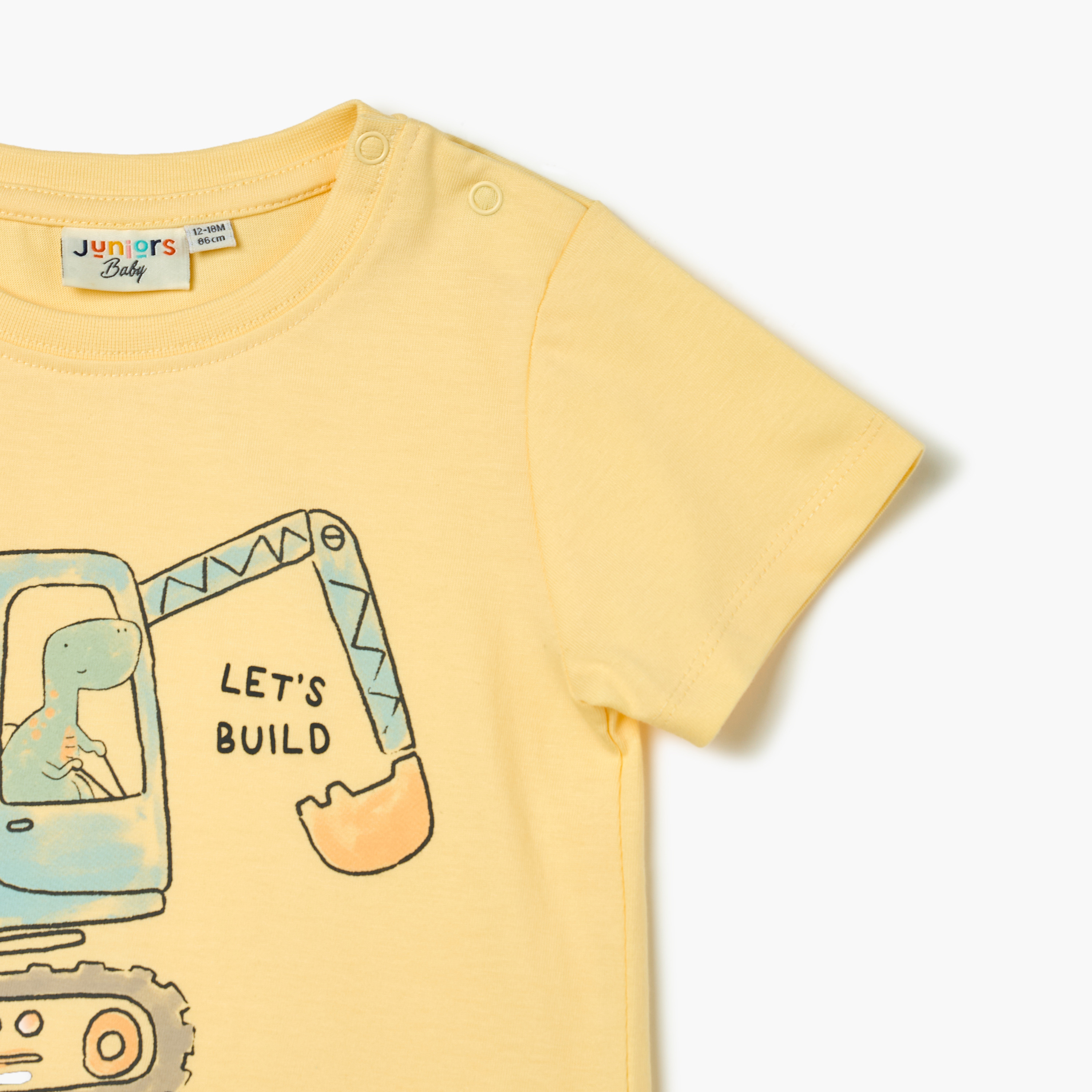 Juniors Graphic Print T-shirt with Short Sleeves and Button Closure-baby-boys-clothing-tshirtsandpolos-image-3