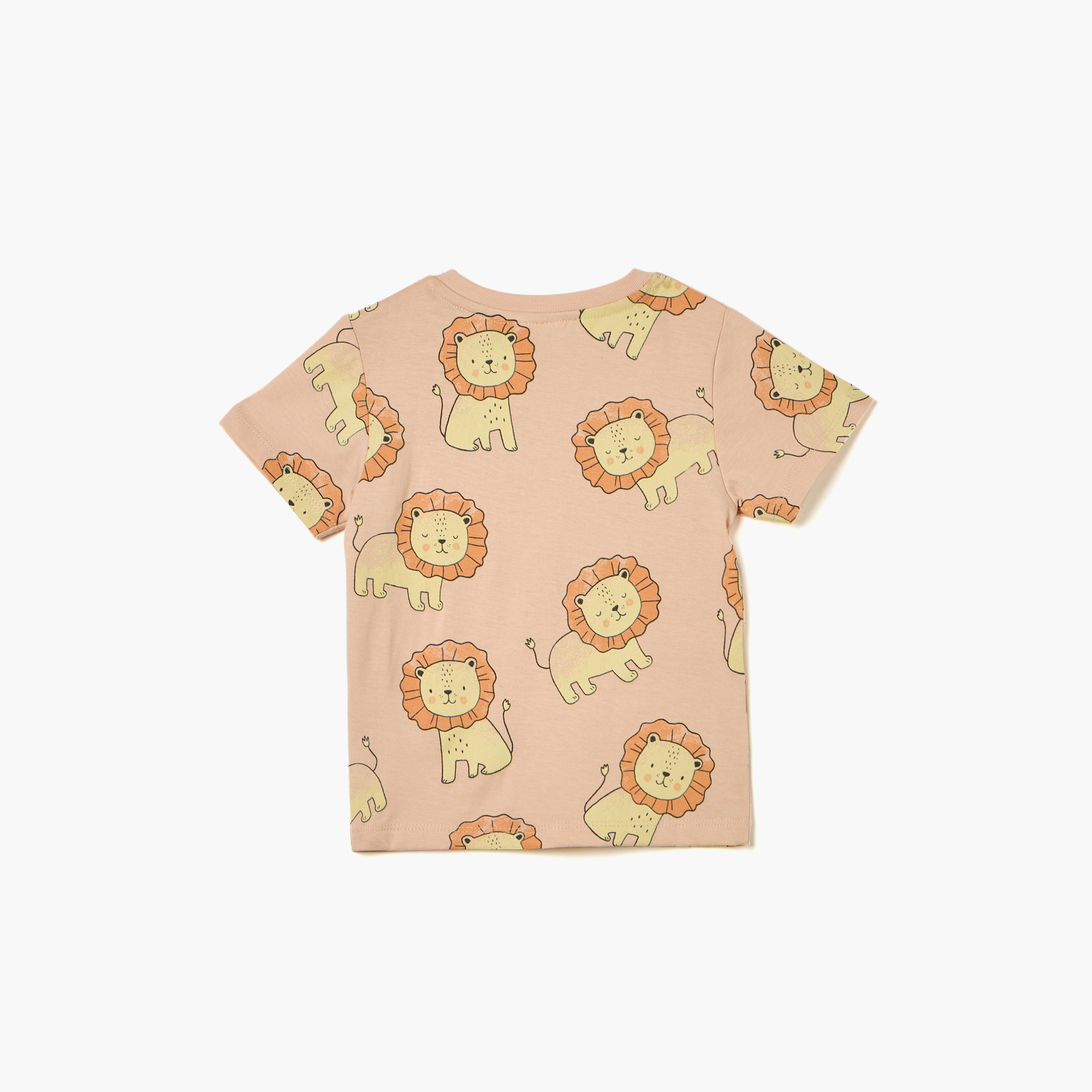 تيشيرت بياقة ضيقة وطبعات أسد وأكمام قصيرة من جونيورز-baby-boys-clothing-tshirtsandpolos-image-2