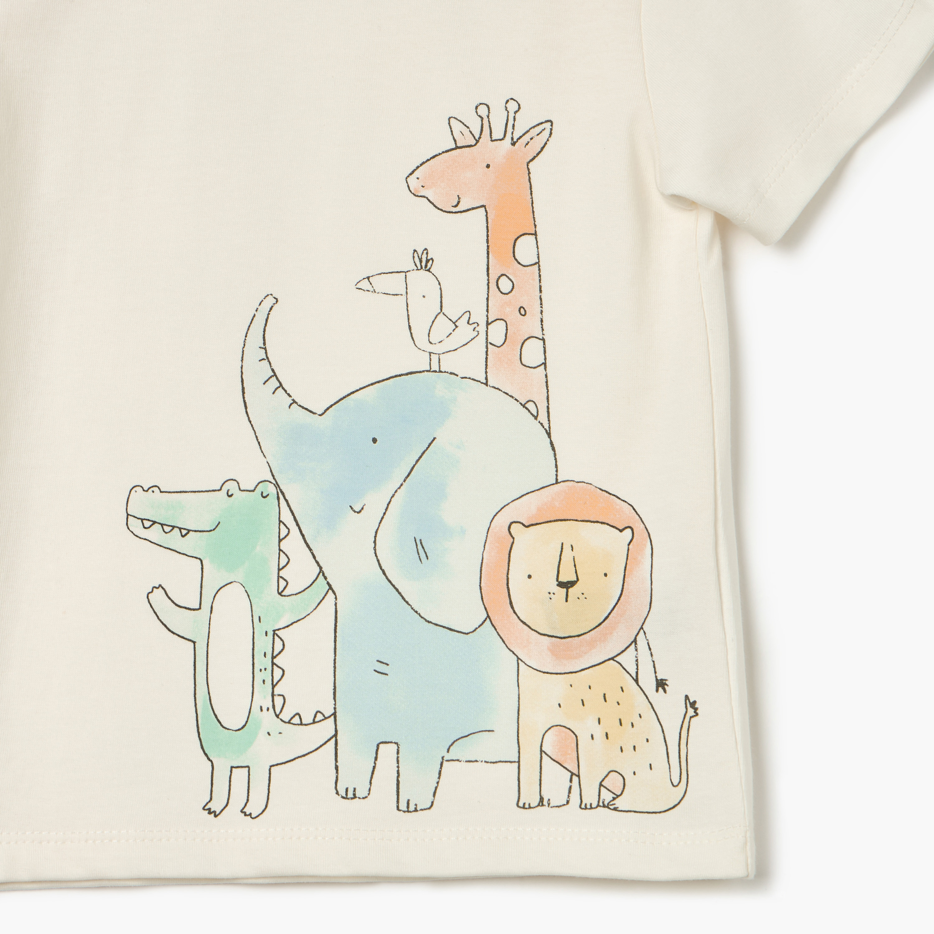 Juniors Animal Print T-shirt with Short Sleeves and Button Closure-baby-boys-clothing-tshirtsandpolos-image-3