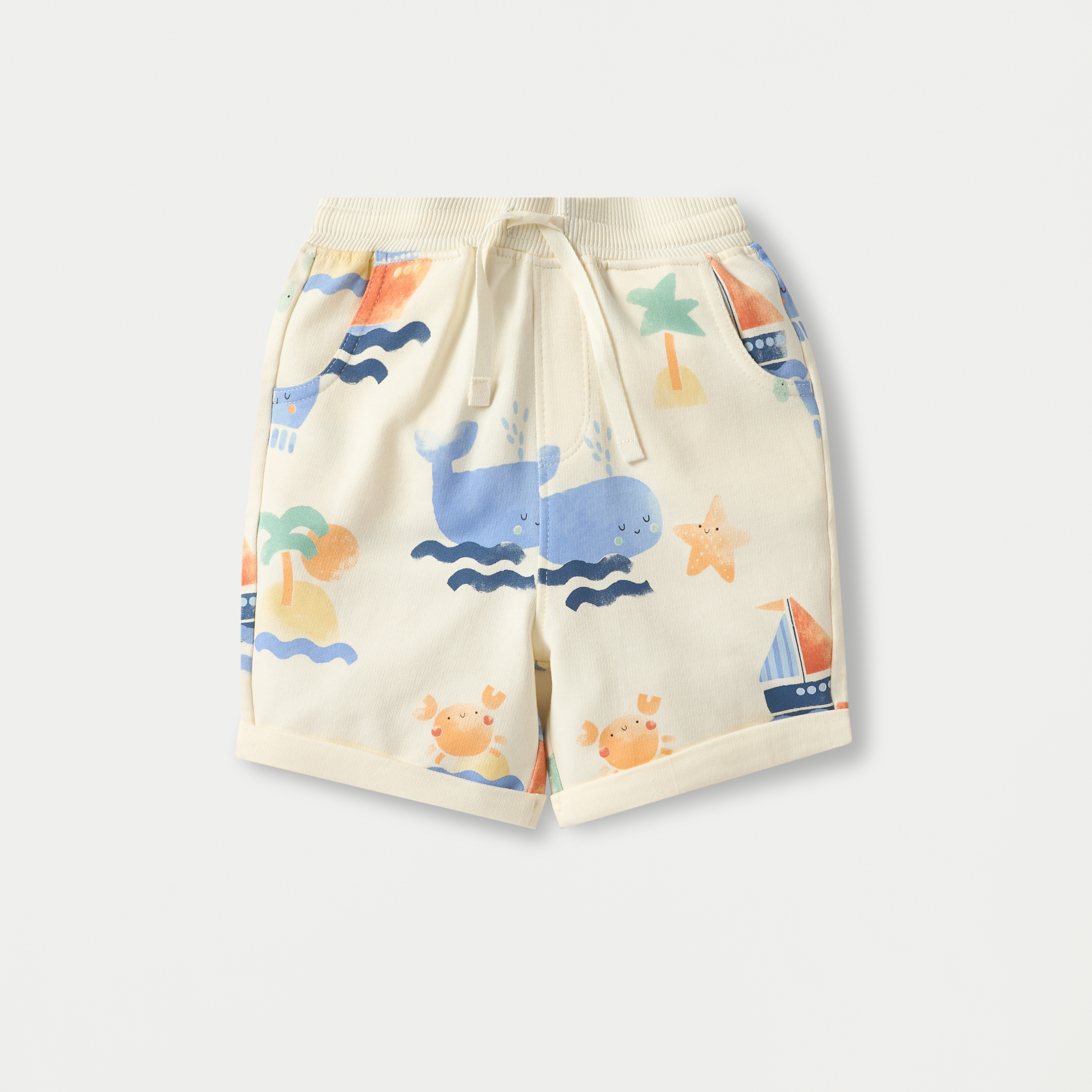 Juniors Sea Print Shorts with Elasticated Drawstring Closure - Set of 2-baby-boys-clothing-bottoms-shorts-image-2