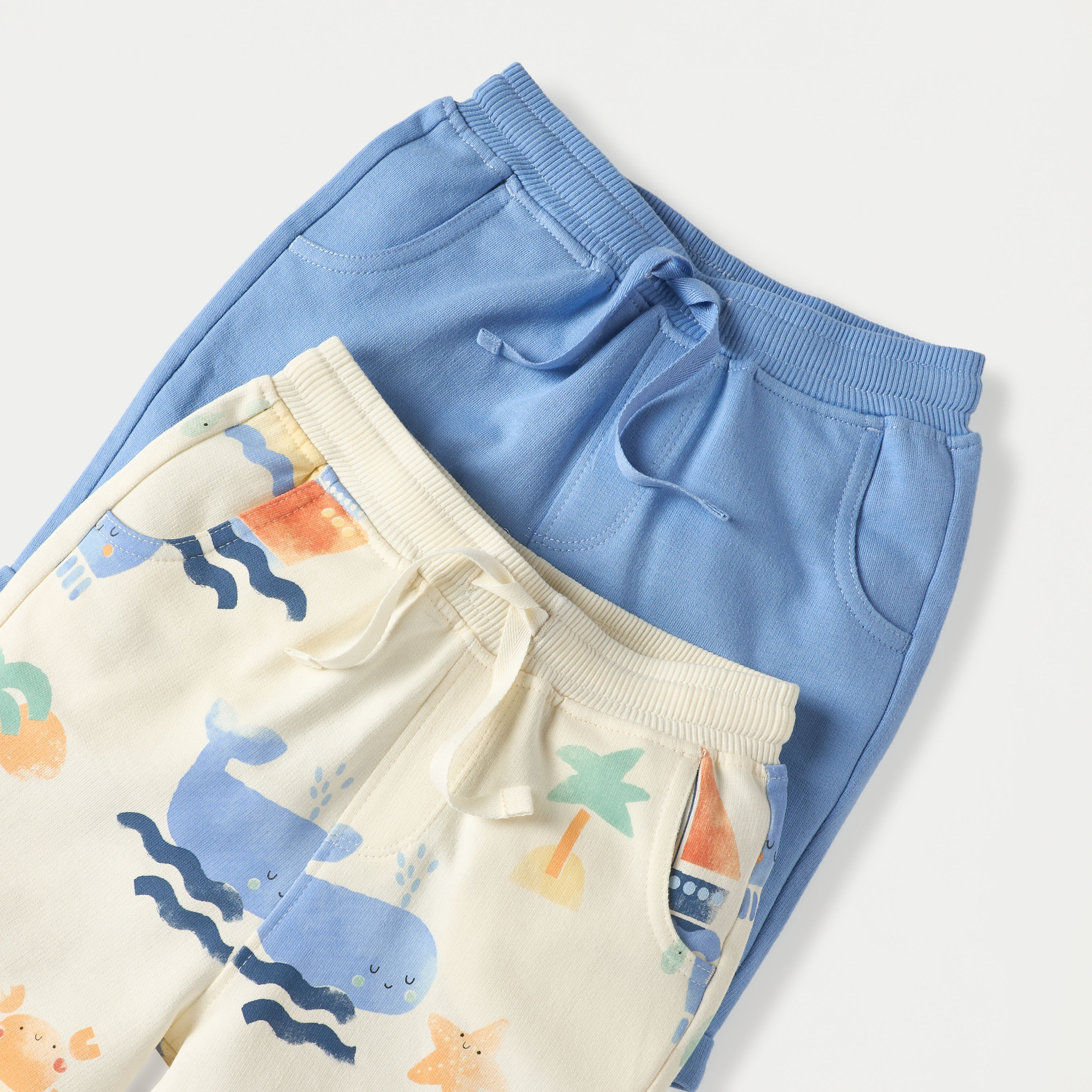 Juniors Sea Print Shorts with Elasticated Drawstring Closure - Set of 2-baby-boys-clothing-bottoms-shorts-image-4