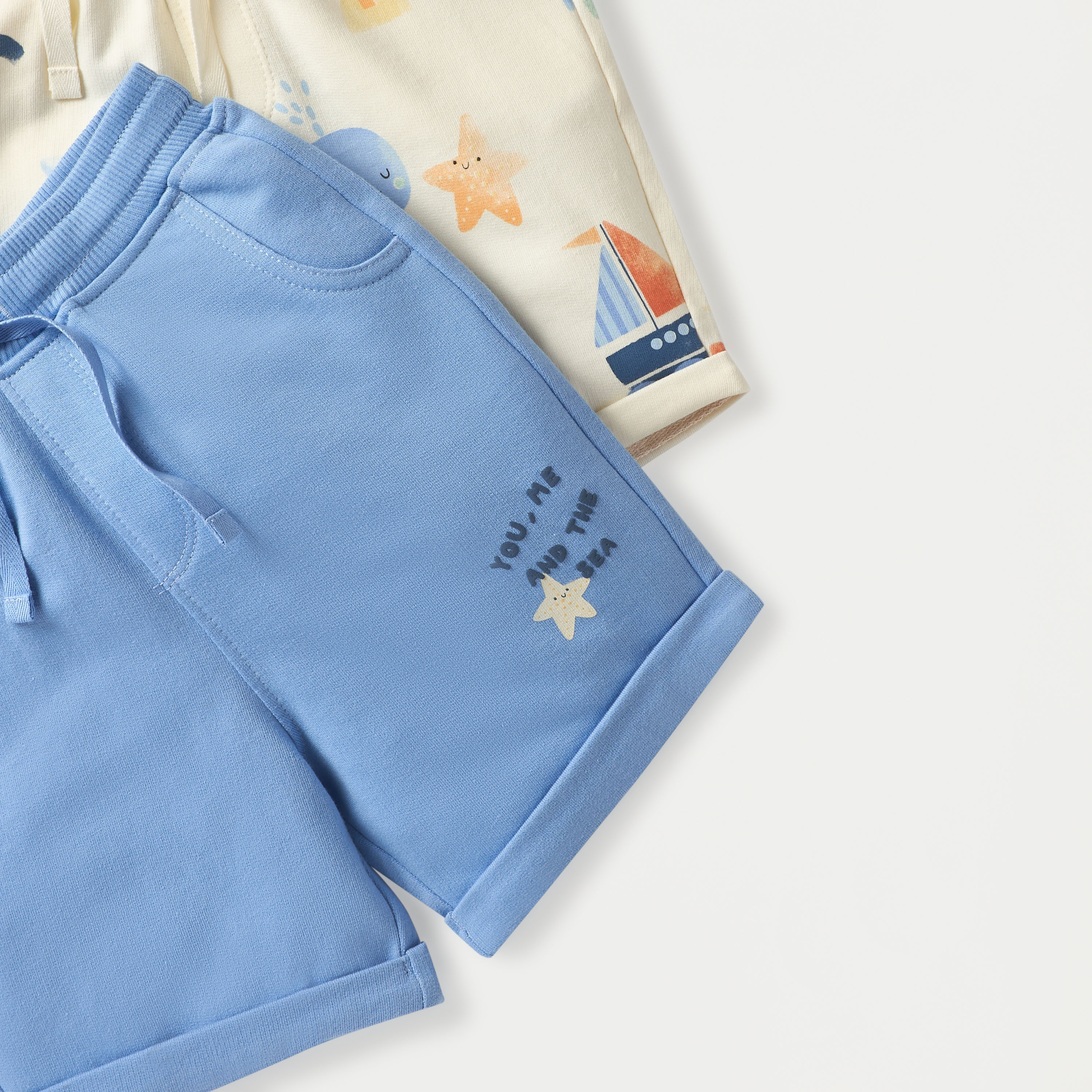 Juniors Sea Print Shorts with Elasticated Drawstring Closure - Set of 2-baby-boys-clothing-bottoms-shorts-image-5