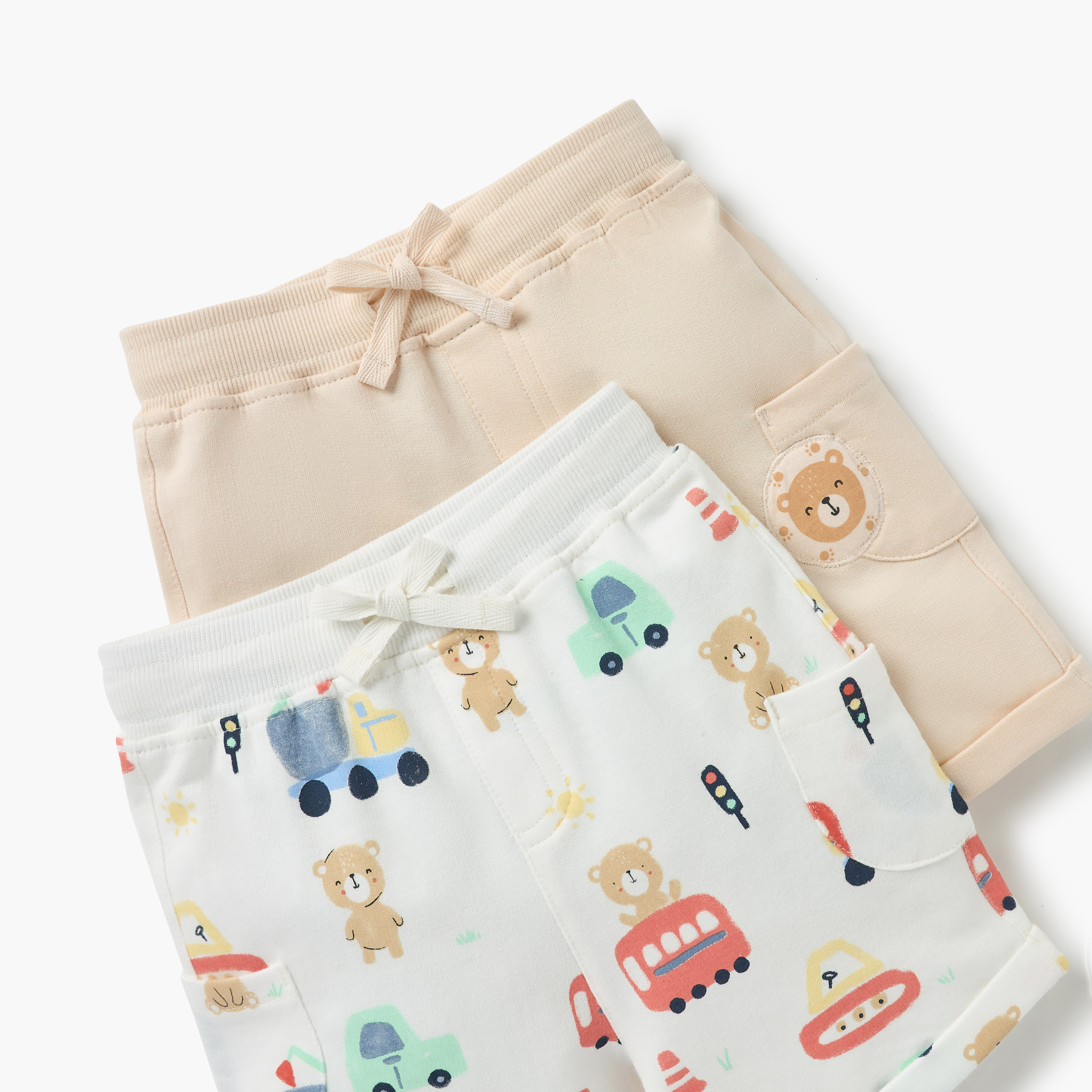Juniors Bear Print Shorts with Drawstring Closure and Pockets - Set of 2-baby-boys-clothing-bottoms-shorts-image-4