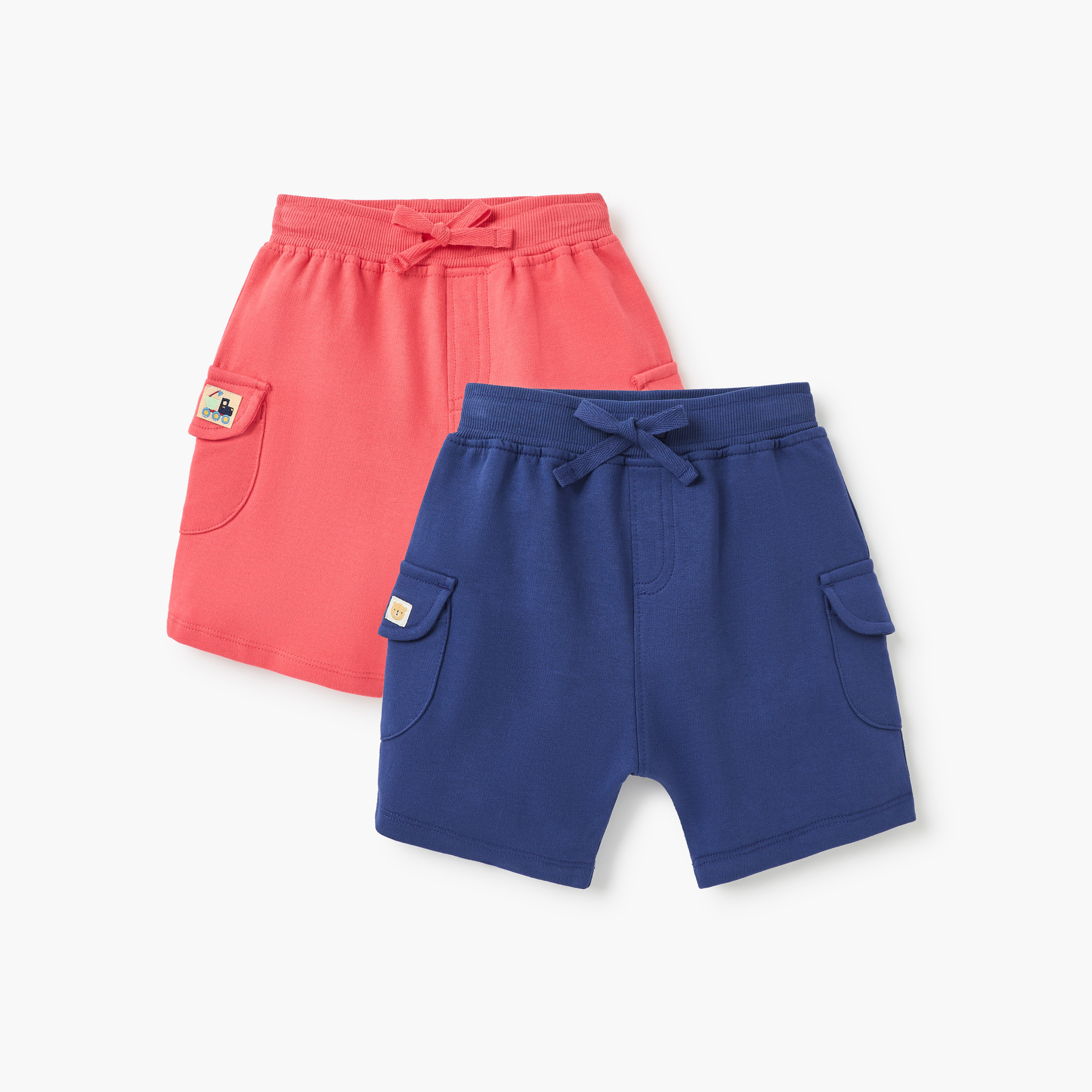 Juniors Applique Detail Shorts with Drawstring Closure and Pockets - Set of 2-baby-boys-clothing-bottoms-shorts-image-1