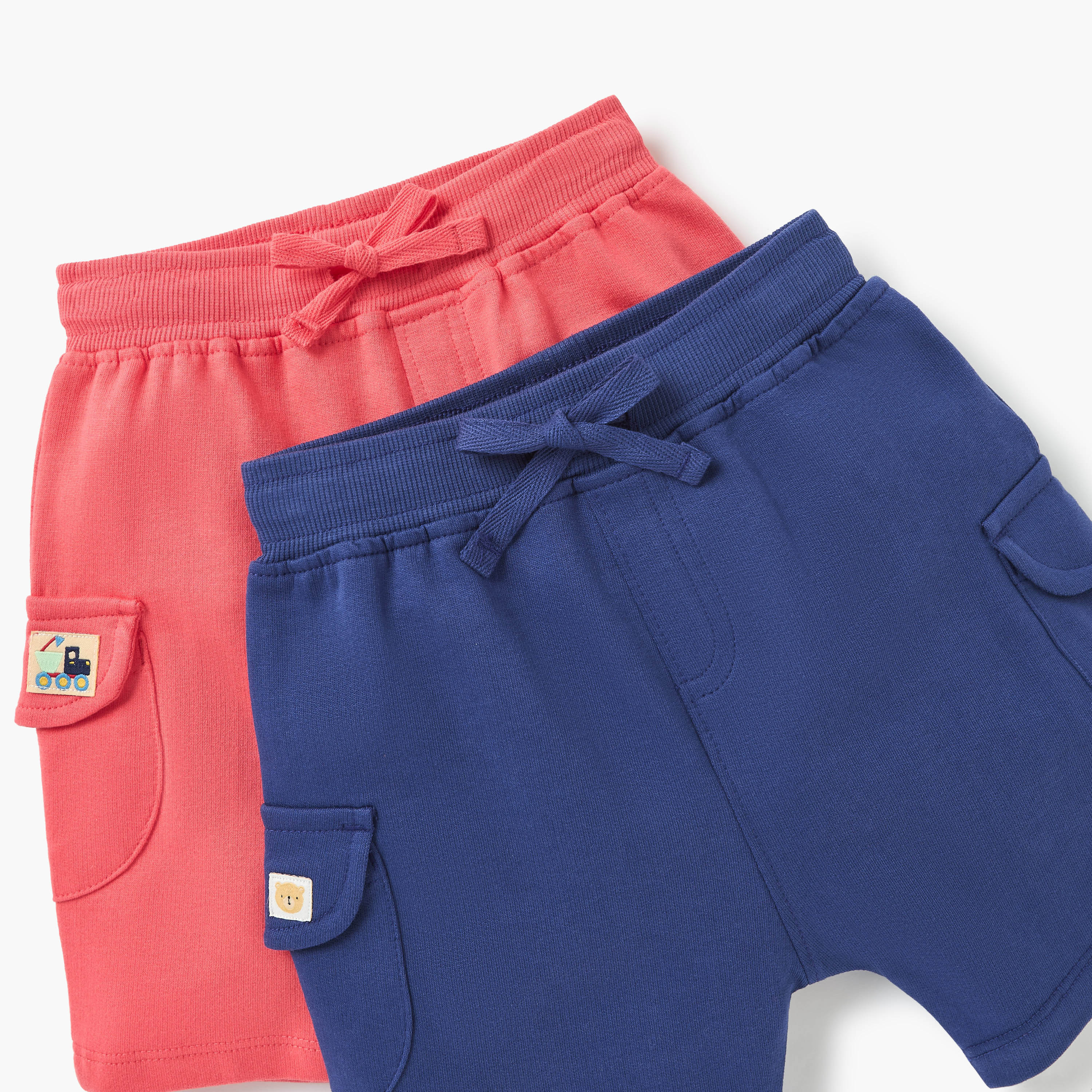 Juniors Applique Detail Shorts with Drawstring Closure and Pockets - Set of 2-baby-boys-clothing-bottoms-shorts-image-4
