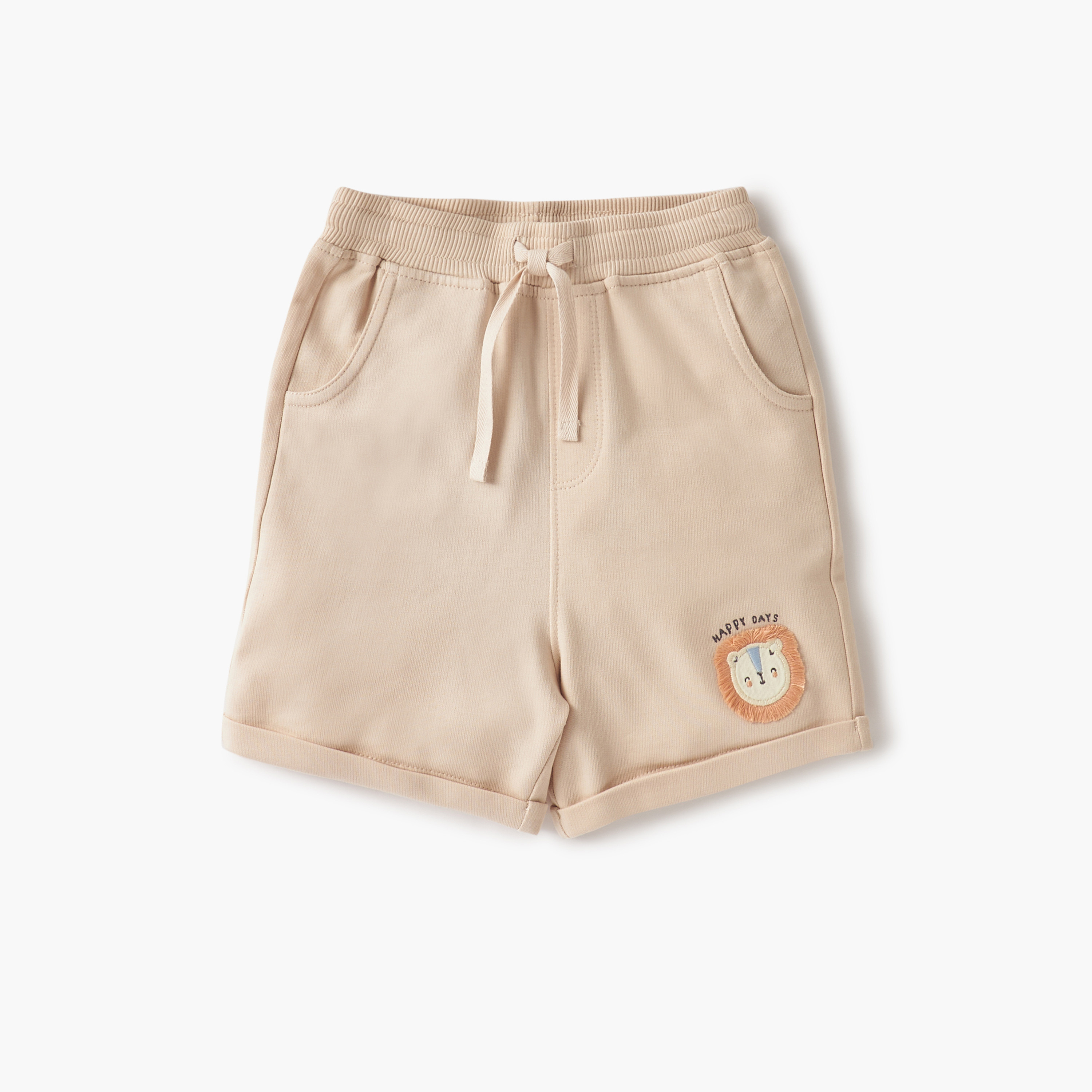Juniors Animal Face Applique Shorts with Drawstring Closure - Set of 2-baby-boys-clothing-bottoms-shorts-image-2