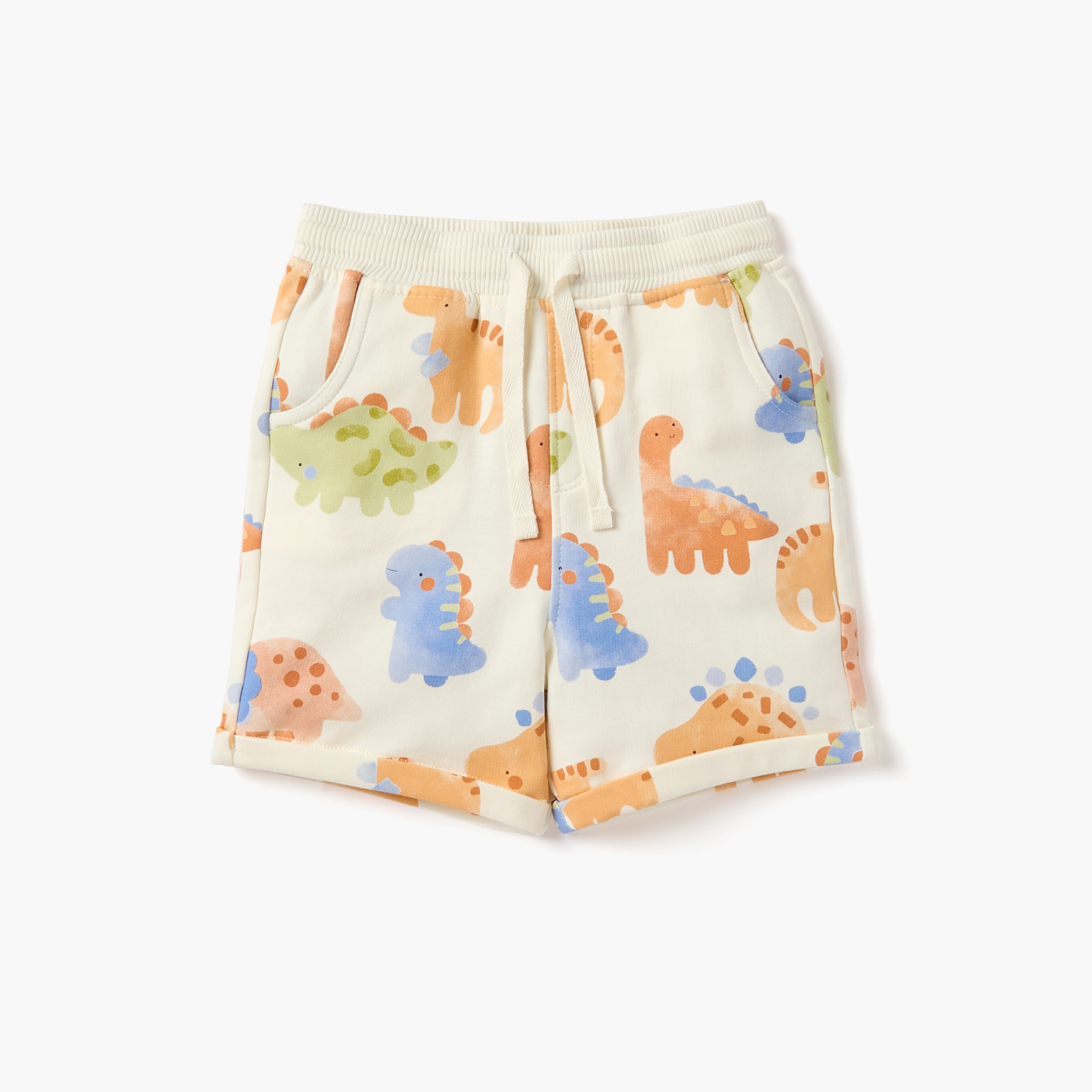 Juniors Dinosaur Print Shorts with Drawstring Closure - Set of 2-baby-boys-clothing-bottoms-shorts-image-2
