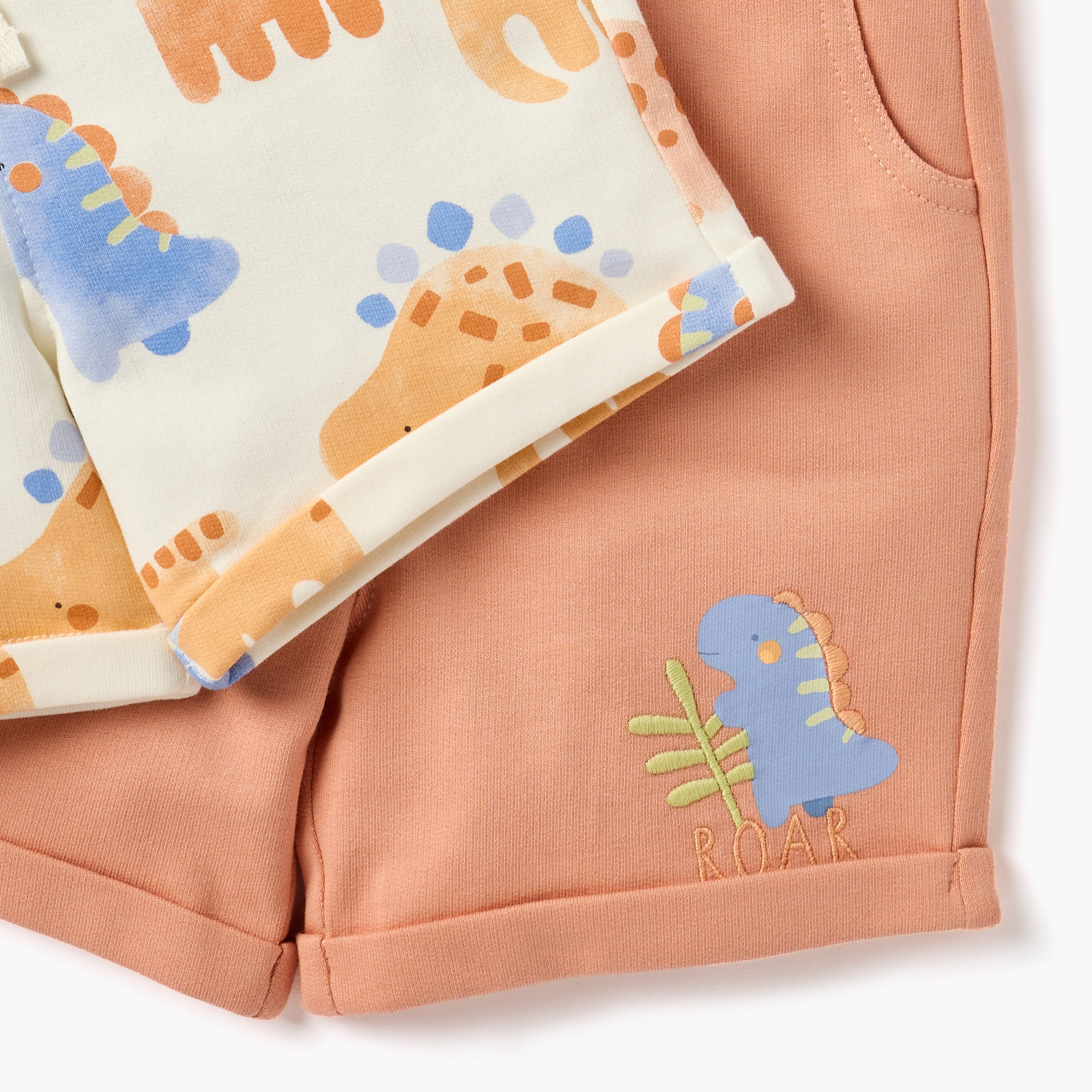 Juniors Dinosaur Print Shorts with Drawstring Closure - Set of 2-baby-boys-clothing-bottoms-shorts-image-5