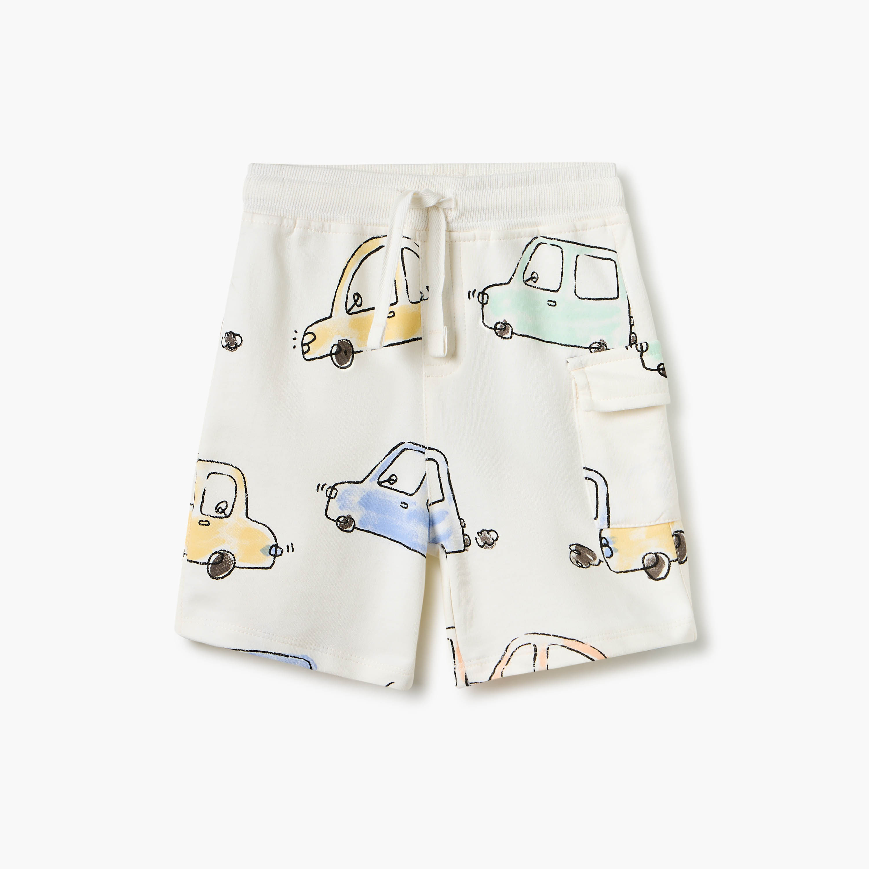 Juniors All-Over Car Print Shorts with Drawstring Closure and Pockets-baby-boys-clothing-bottoms-shorts-image-1