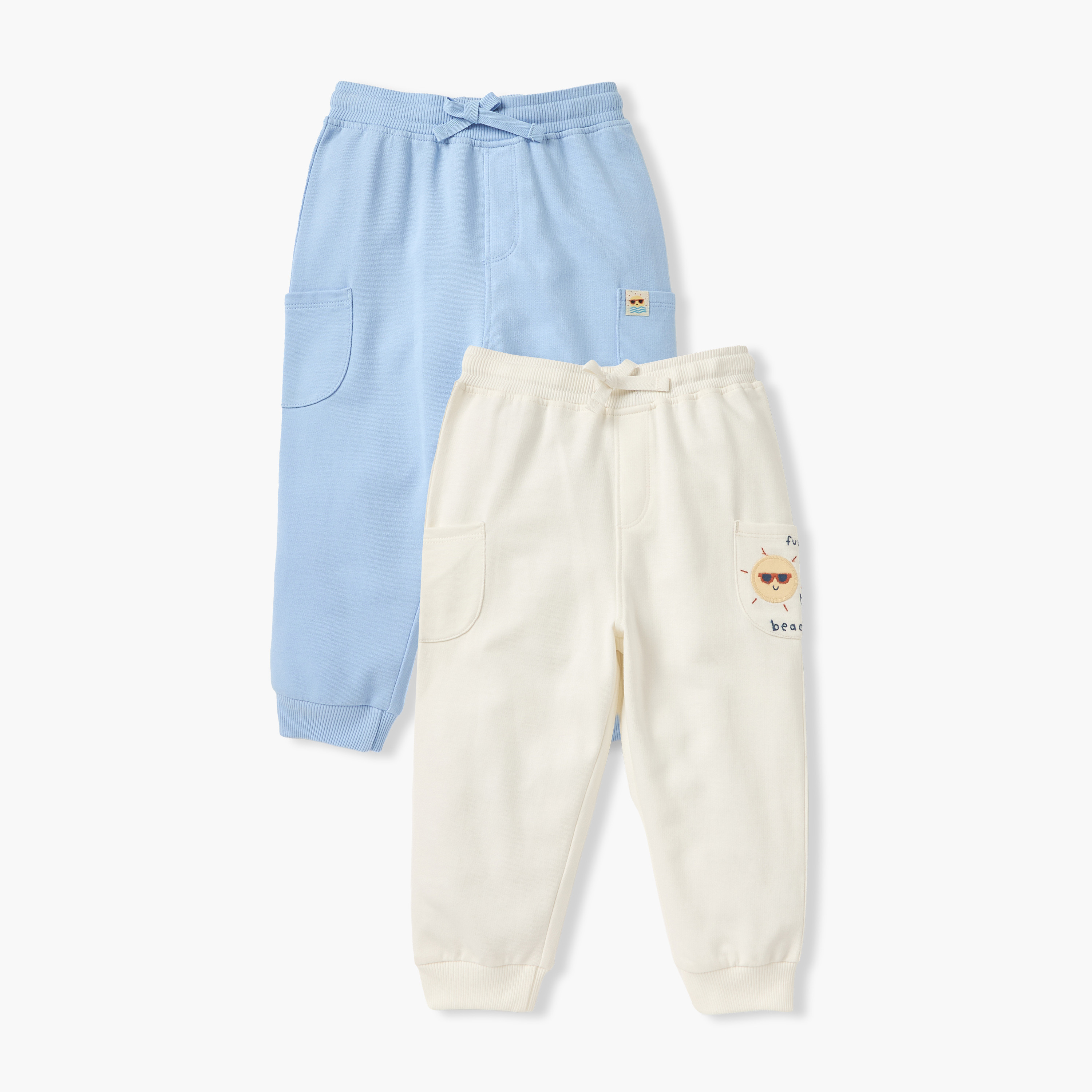 Juniors Solid Cargo Joggers with Drawstring Closure - Set of 2-baby-boys-clothing-bottoms-joggersandtrackpants-image-1