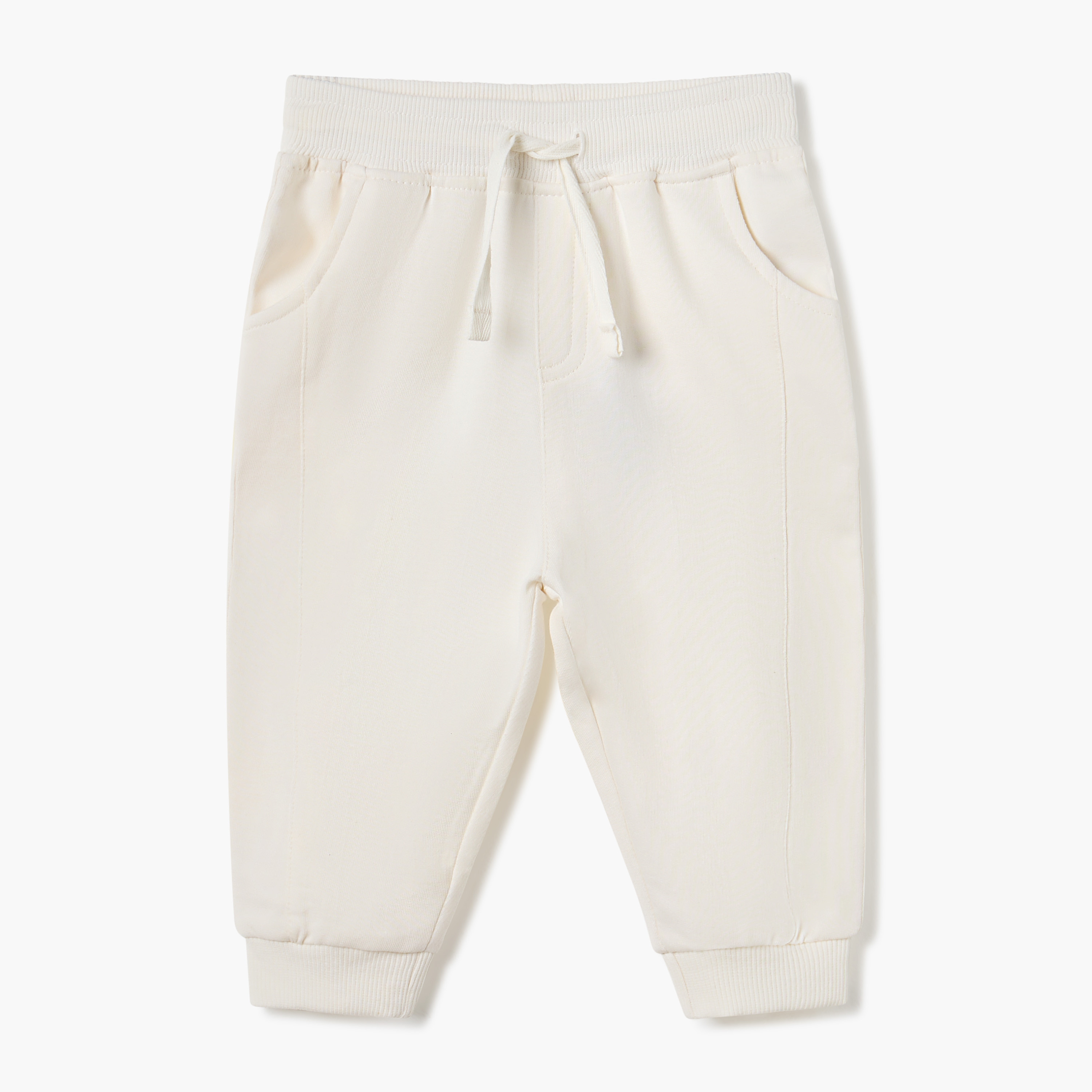بنطلون رياضي سادة برباط إغلاق وجيوب من جونيورز-baby-boys-clothing-bottoms-joggersandtrackpants-image-1