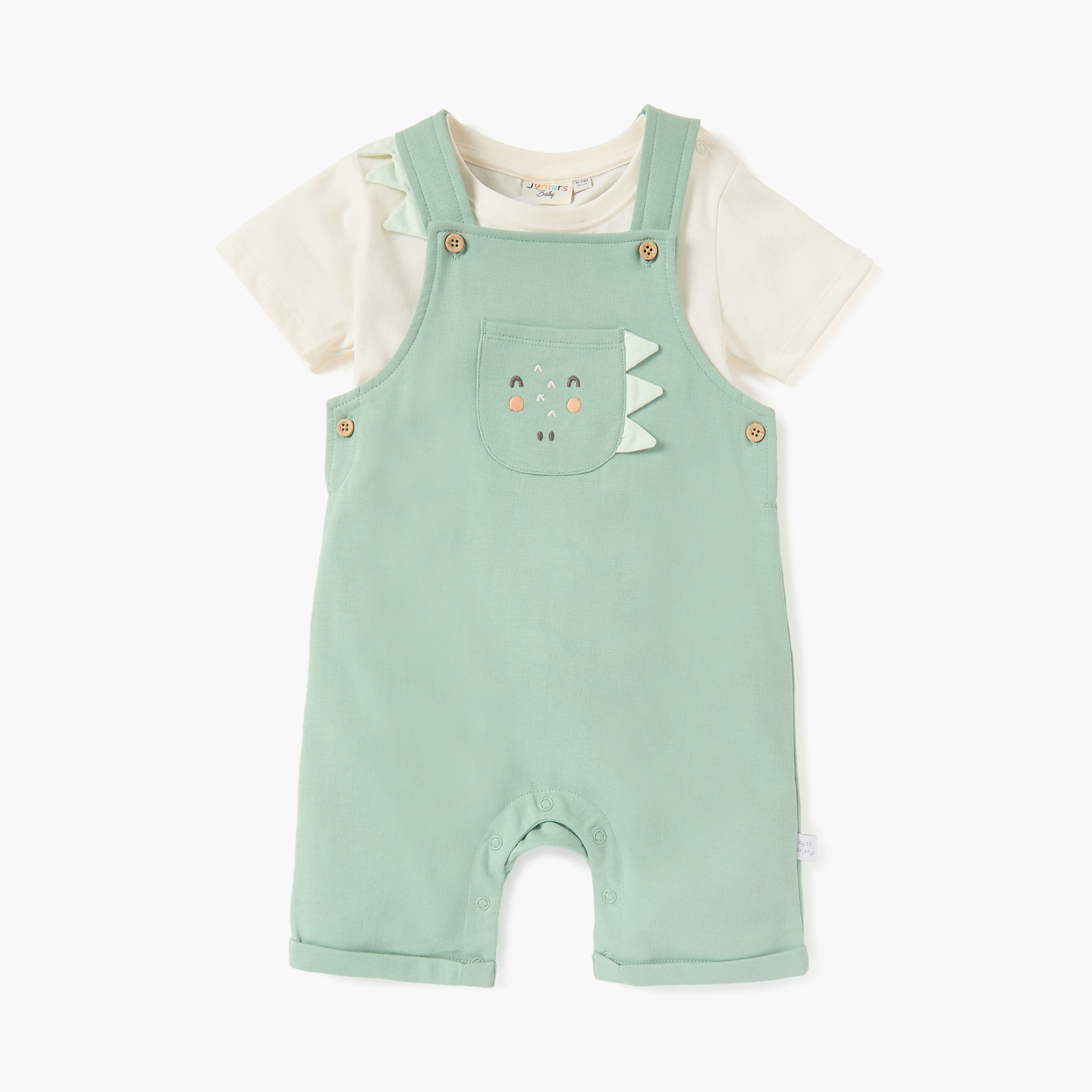 Juniors Applique Detail T-shirt and Dungarees Set-baby-boys-clothing-setsandcoords-image-1