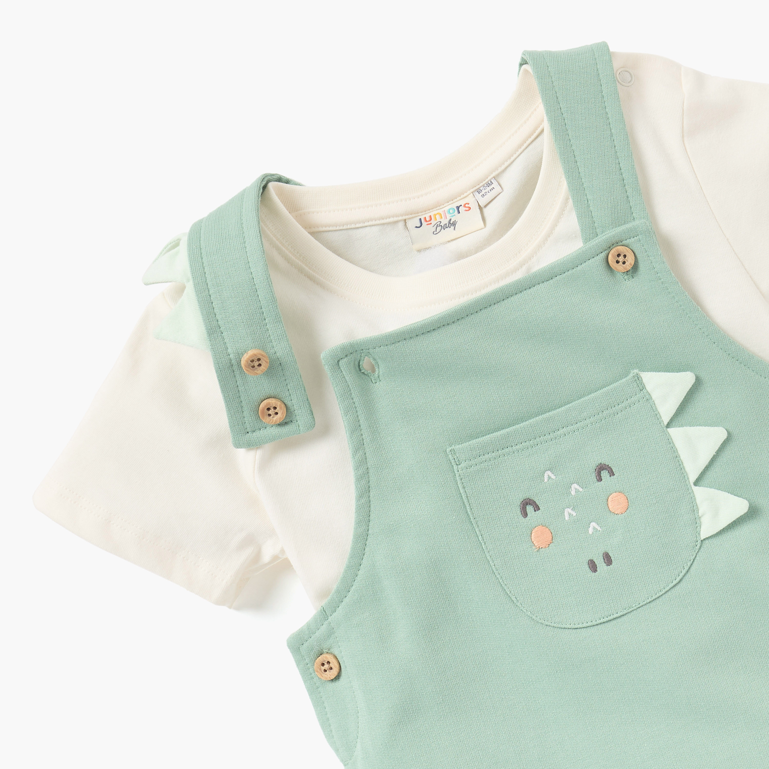 Juniors Applique Detail T-shirt and Dungarees Set-baby-boys-clothing-setsandcoords-image-4