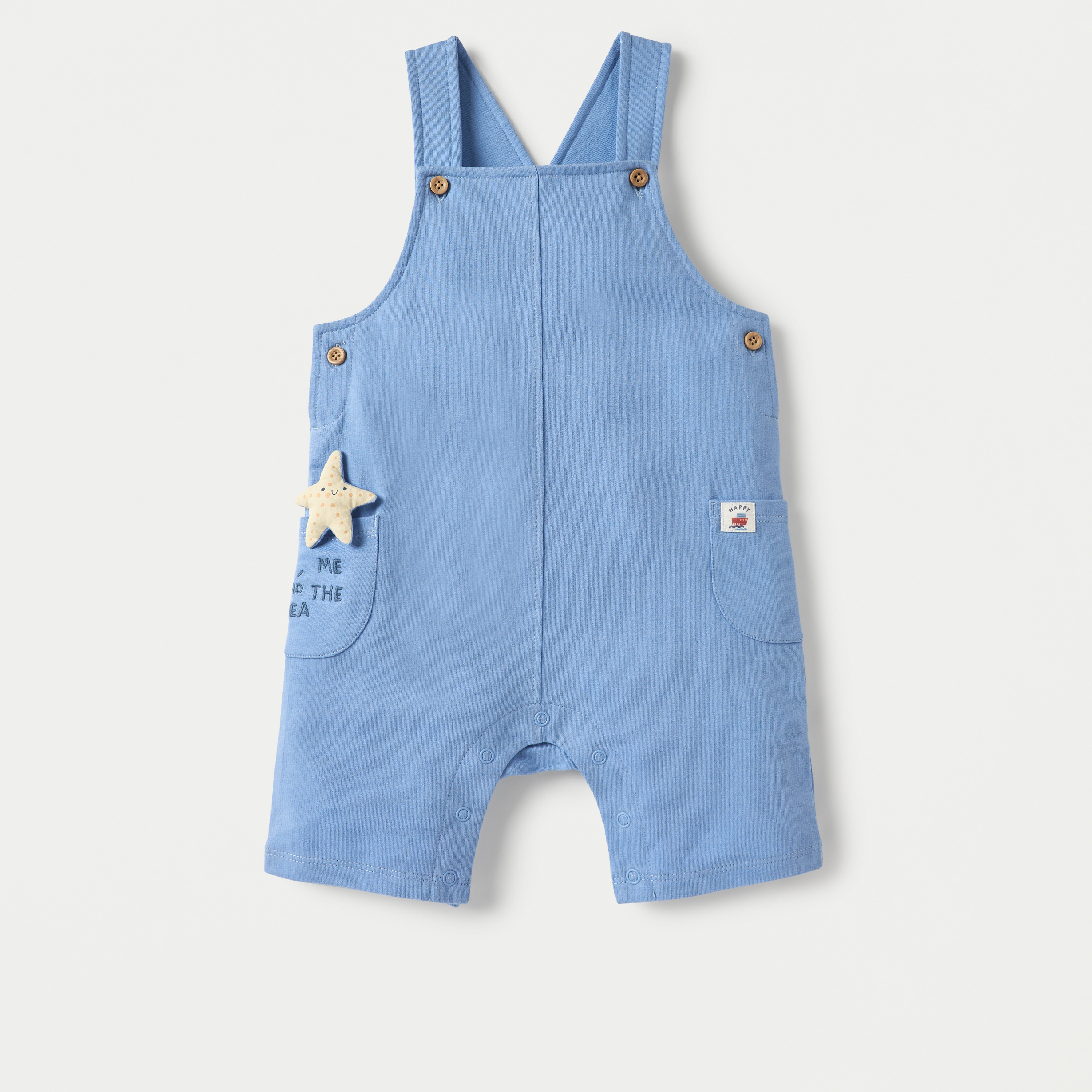 Juniors Striped T-shirt and Starfish Applique Dungaree Set-baby-boys-clothing-setsandcoords-image-3