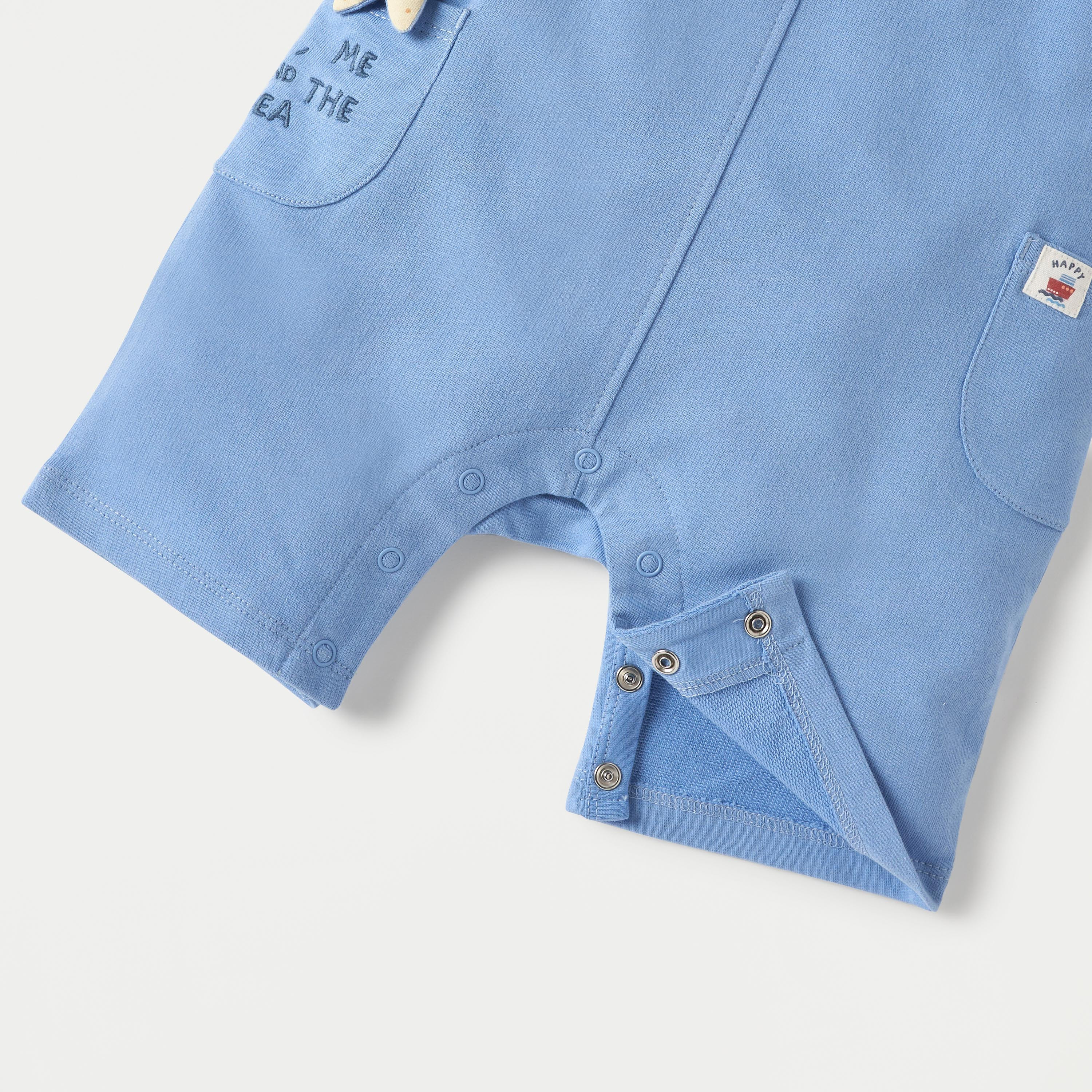 Juniors Striped T-shirt and Starfish Applique Dungaree Set-baby-boys-clothing-setsandcoords-image-5
